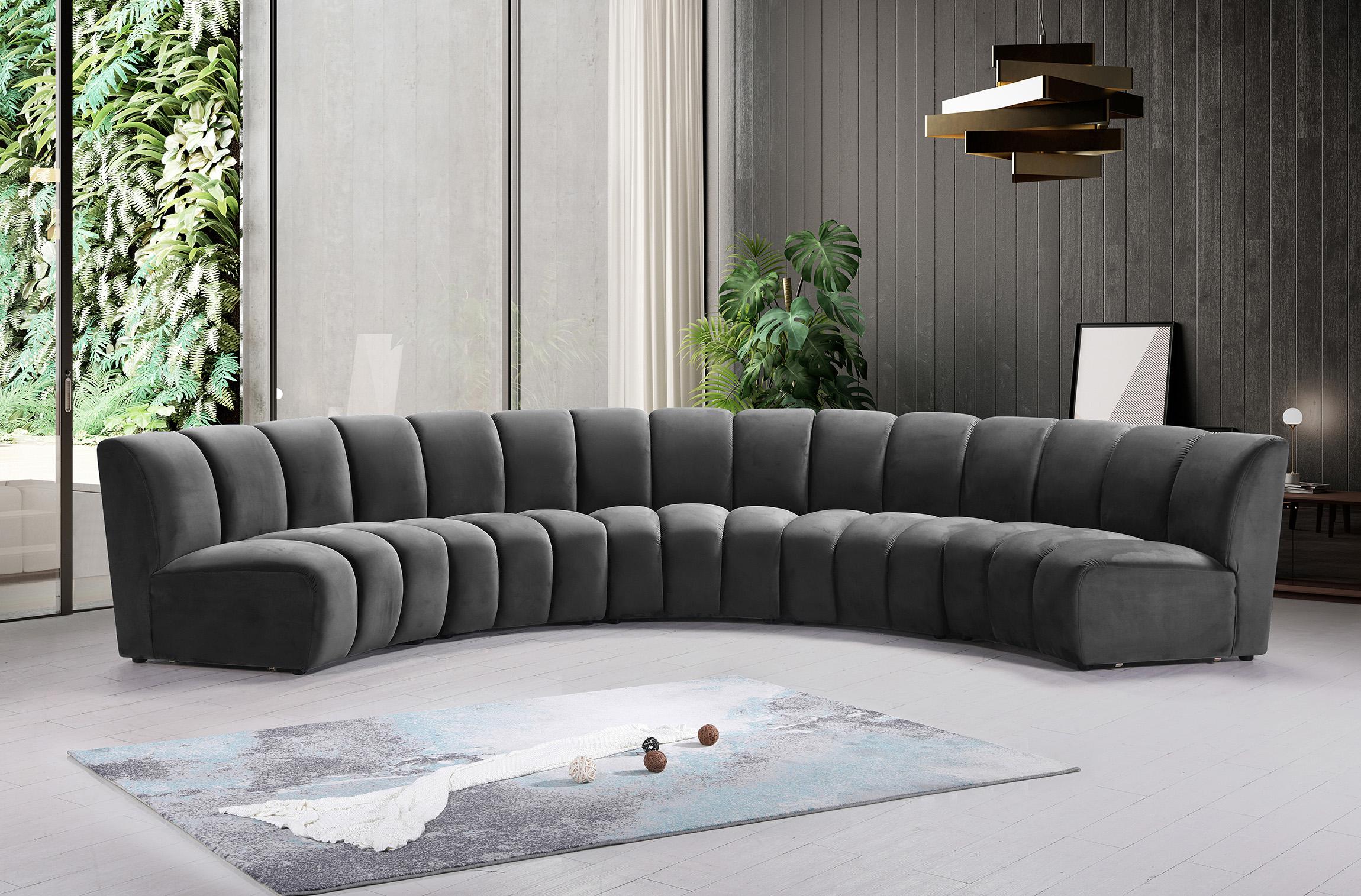 

    
Grey Velvet Modular Sectional Sofa INFINITY 638Grey-5PC Meridian Modern
