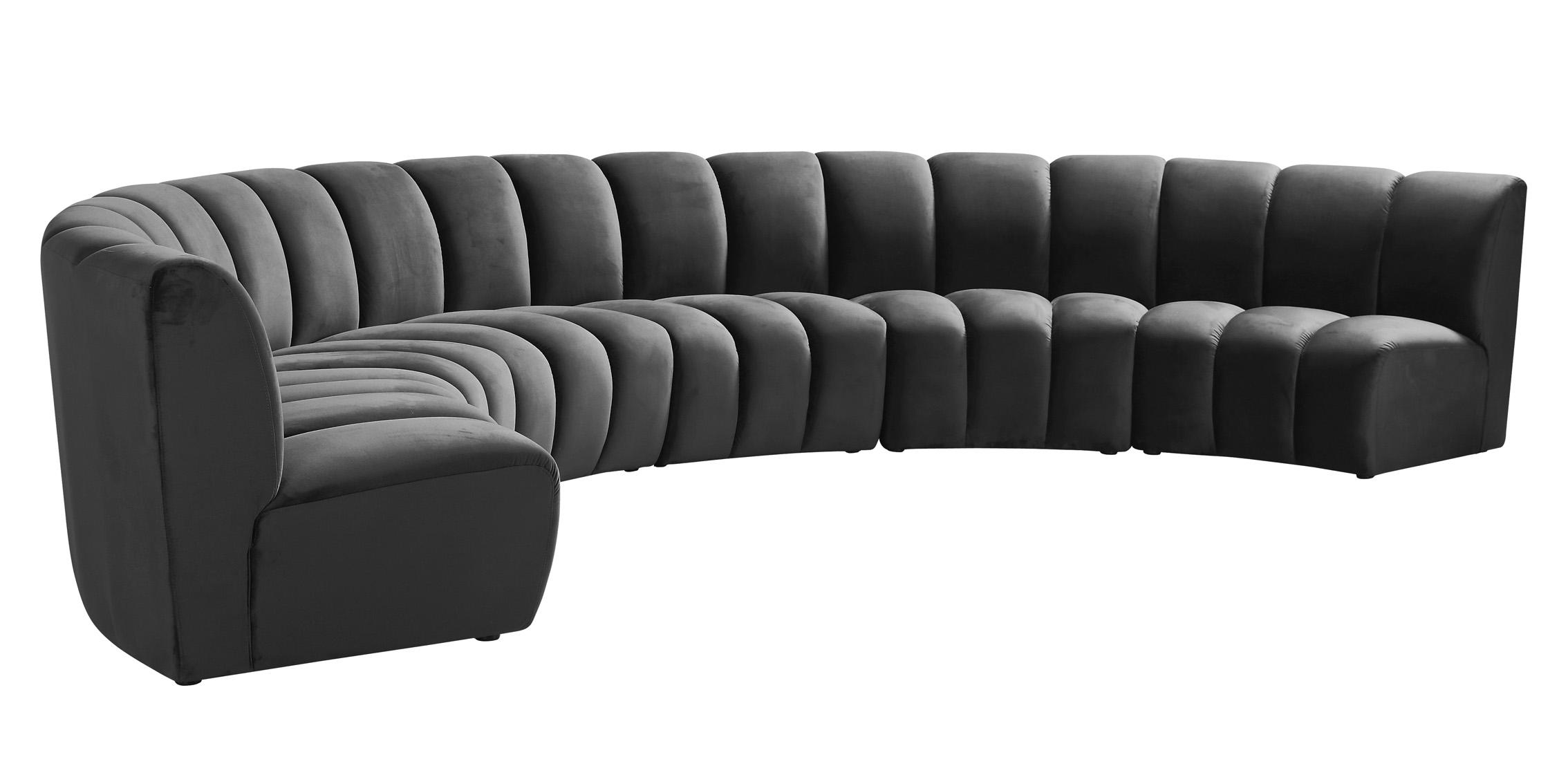 

    
Grey Velvet Modular Sectional Sofa INFINITY 638Grey-6PC Meridian Modern
