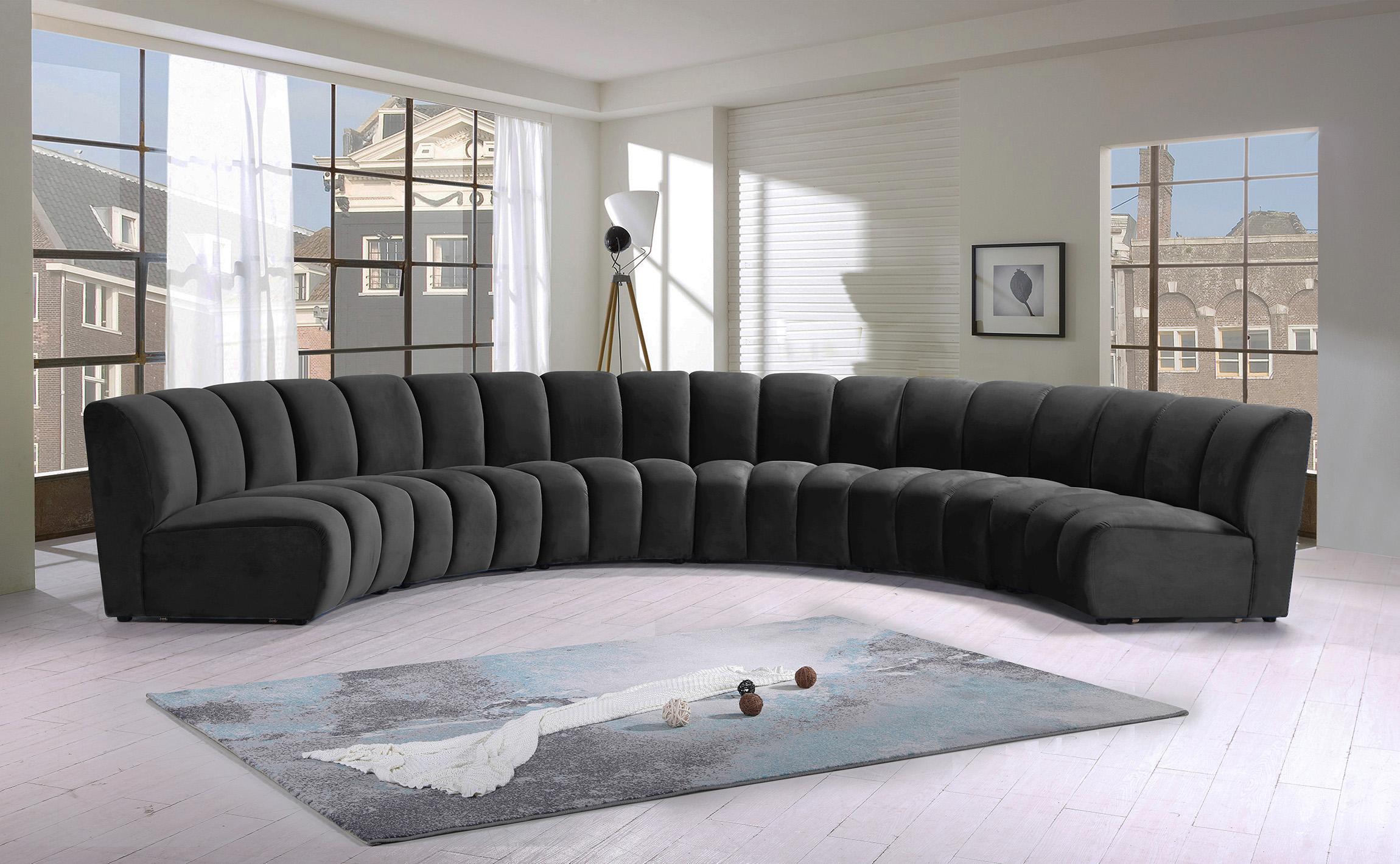 

    
Grey Velvet Modular Sectional Sofa INFINITY 638Grey-6PC Meridian Modern
