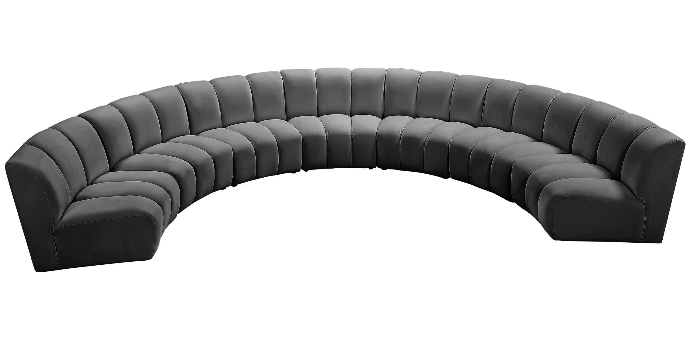 

    
Grey Velvet Modular Sectional Sofa INFINITY 638Grey-7PC Meridian Modern
