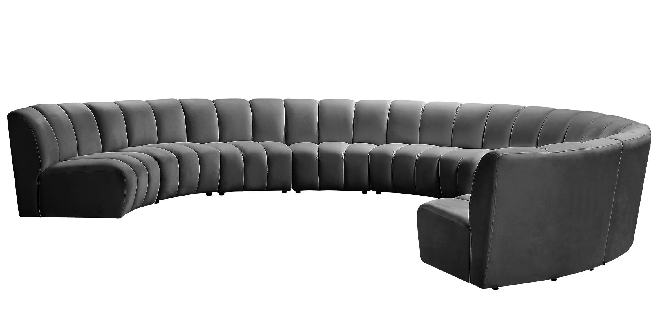 

        
Meridian Furniture INFINITY 638Grey-9PC Modular Sectional Sofa Gray Velvet 753359803791
