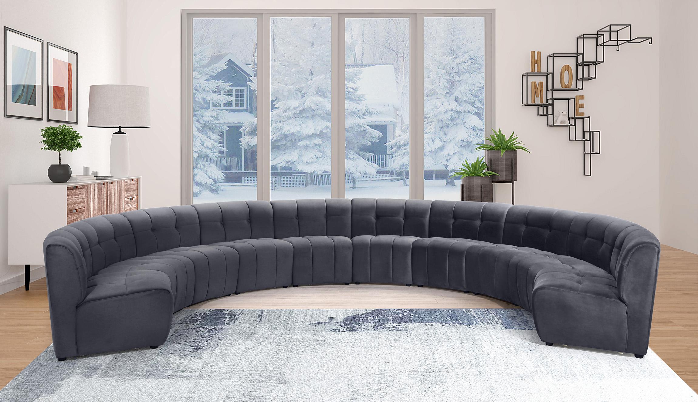 

    
GREY Velvet Modular Sectional Sofa LIMITLESS 645Grey-10PC Meridian Modern
