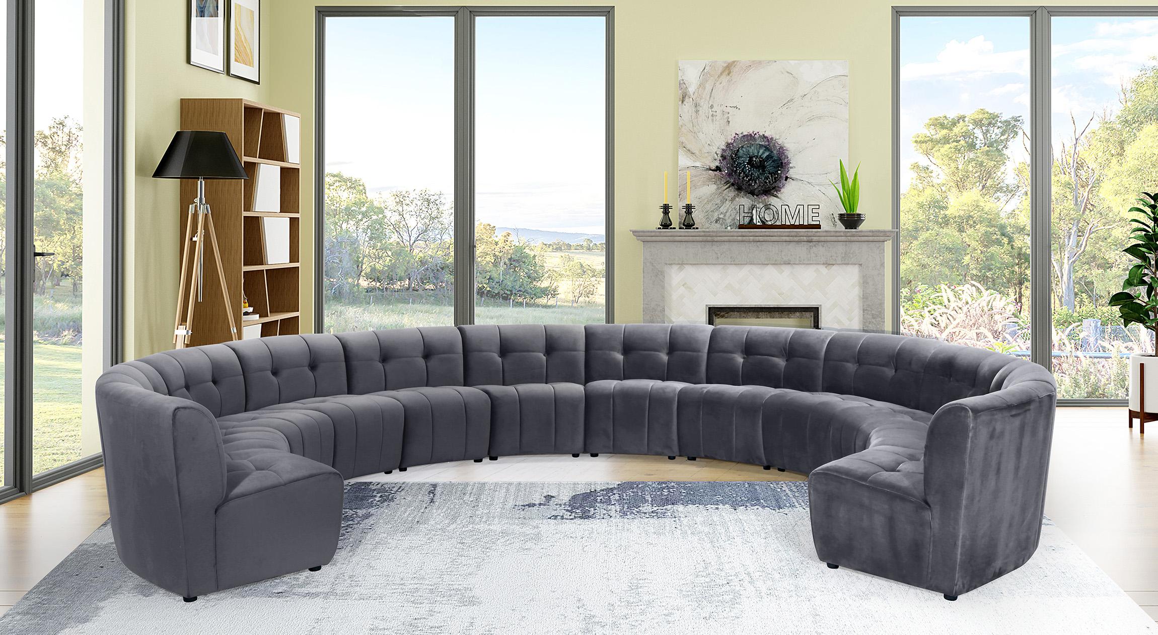 

    
GREY Velvet Modular Sectional Sofa LIMITLESS 645Grey-12PC Meridian Modern
