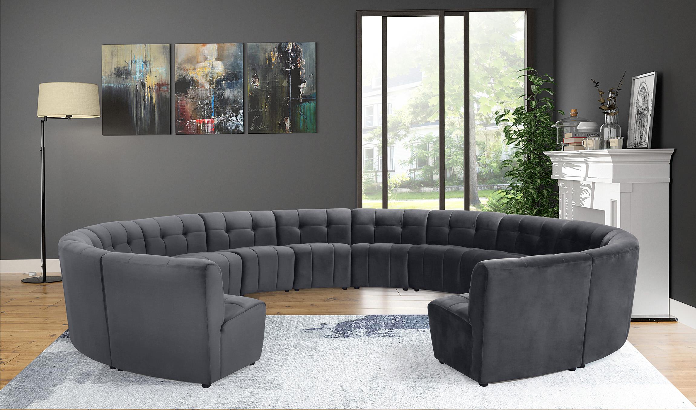 

    
GREY Velvet Modular Sectional Sofa LIMITLESS 645Grey-14PC Meridian Modern
