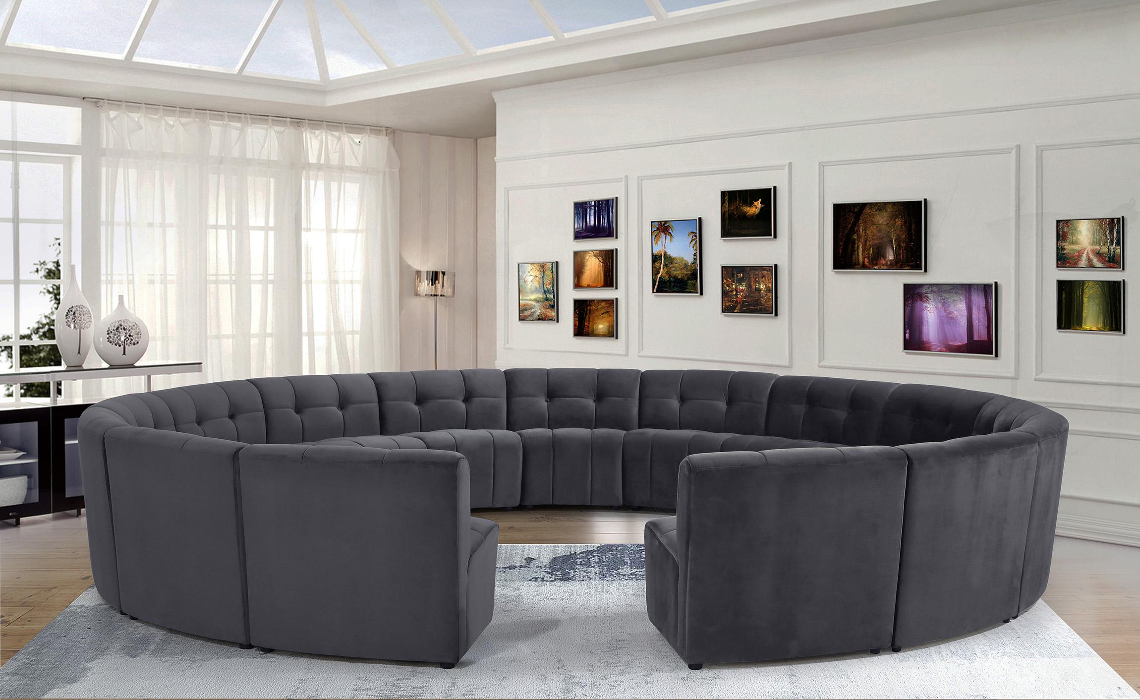 

    
GREY Velvet Modular Sectional Sofa LIMITLESS 645Grey-15PC Meridian Modern
