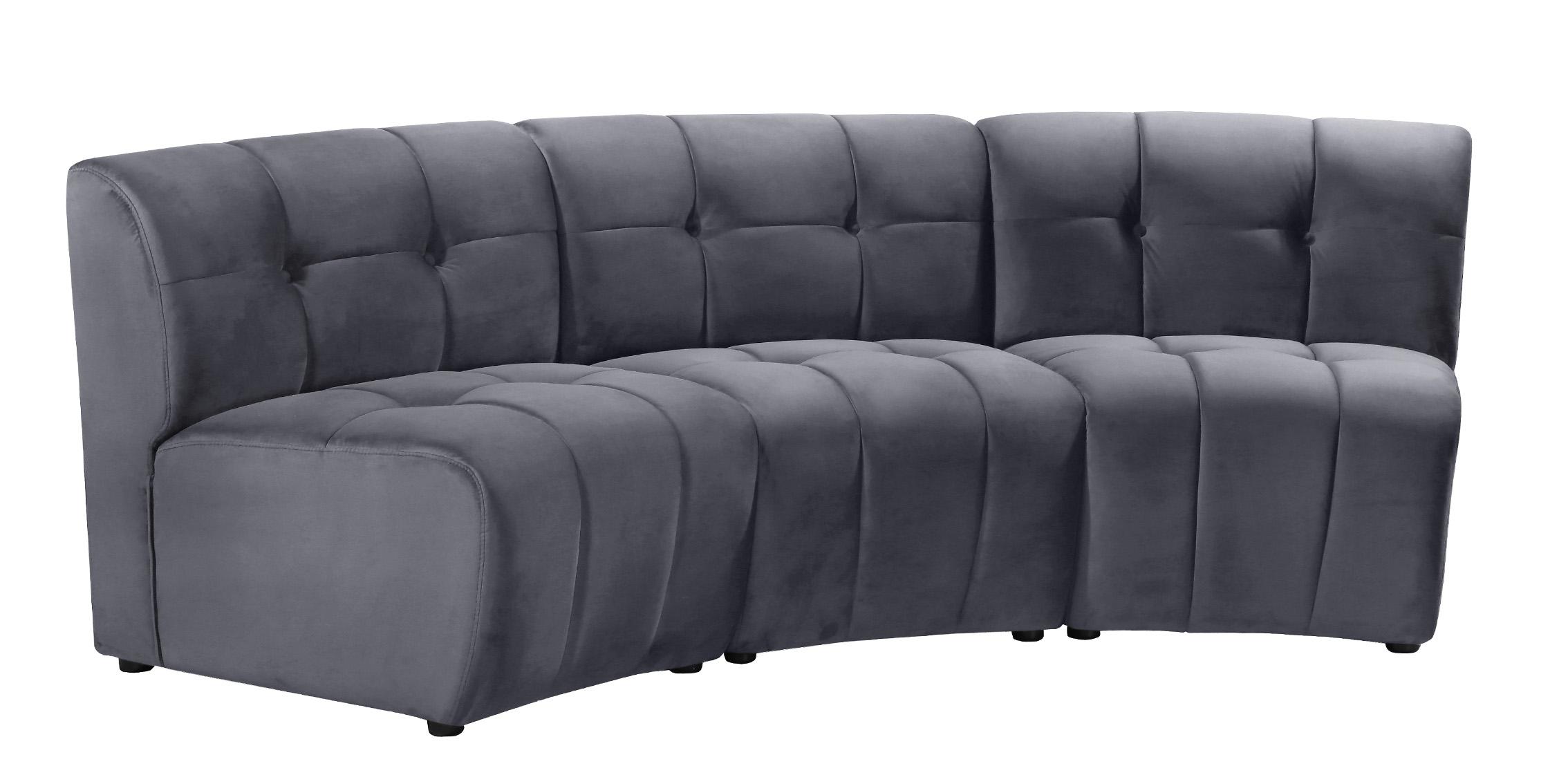 

        
Meridian Furniture LIMITLESS 645Grey-3PC Modular Sectional Sofa Gray Velvet 753359807713
