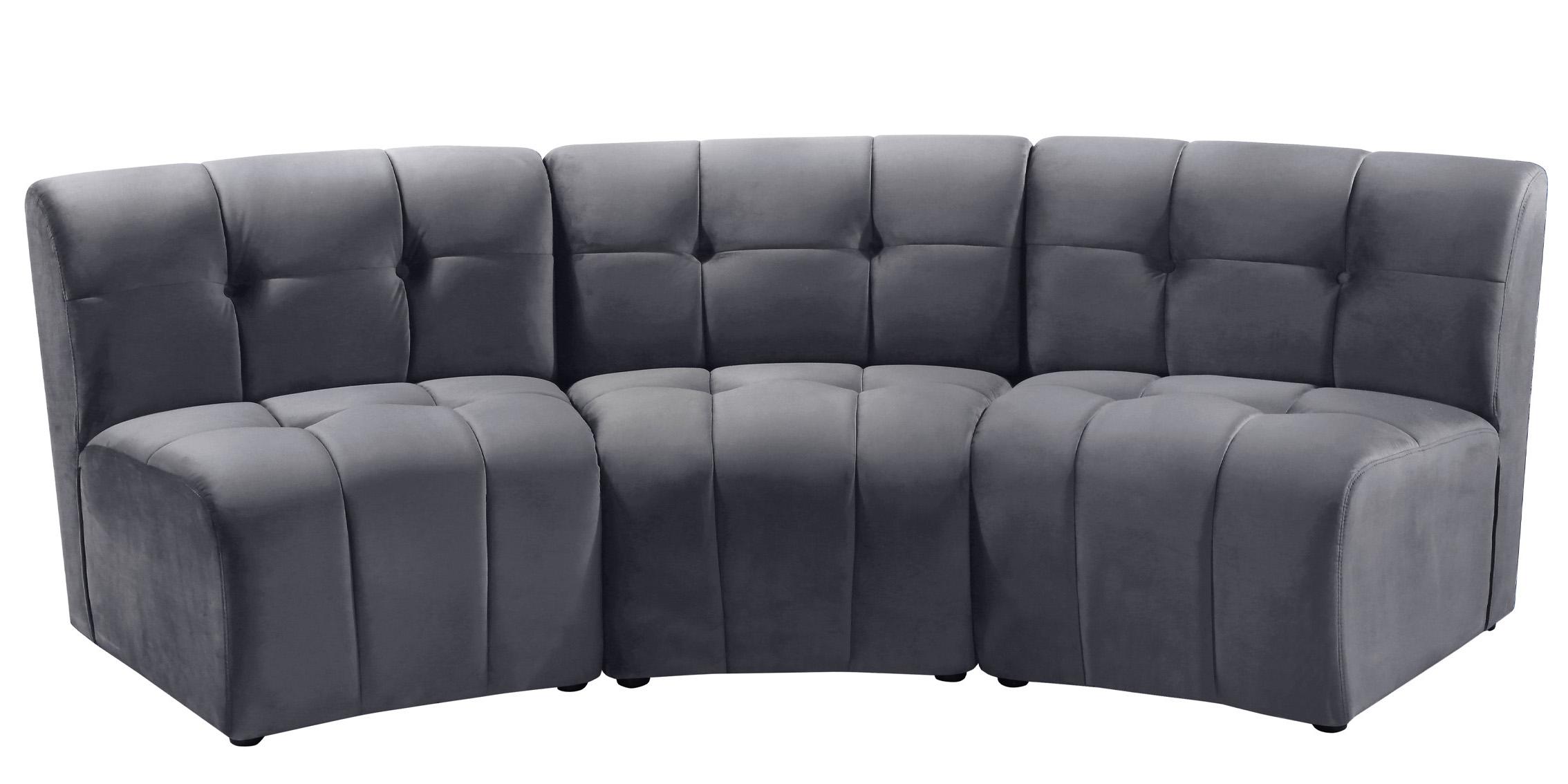 

    
GREY Velvet Modular Sectional Sofa LIMITLESS 645Grey-3PC Meridian Modern
