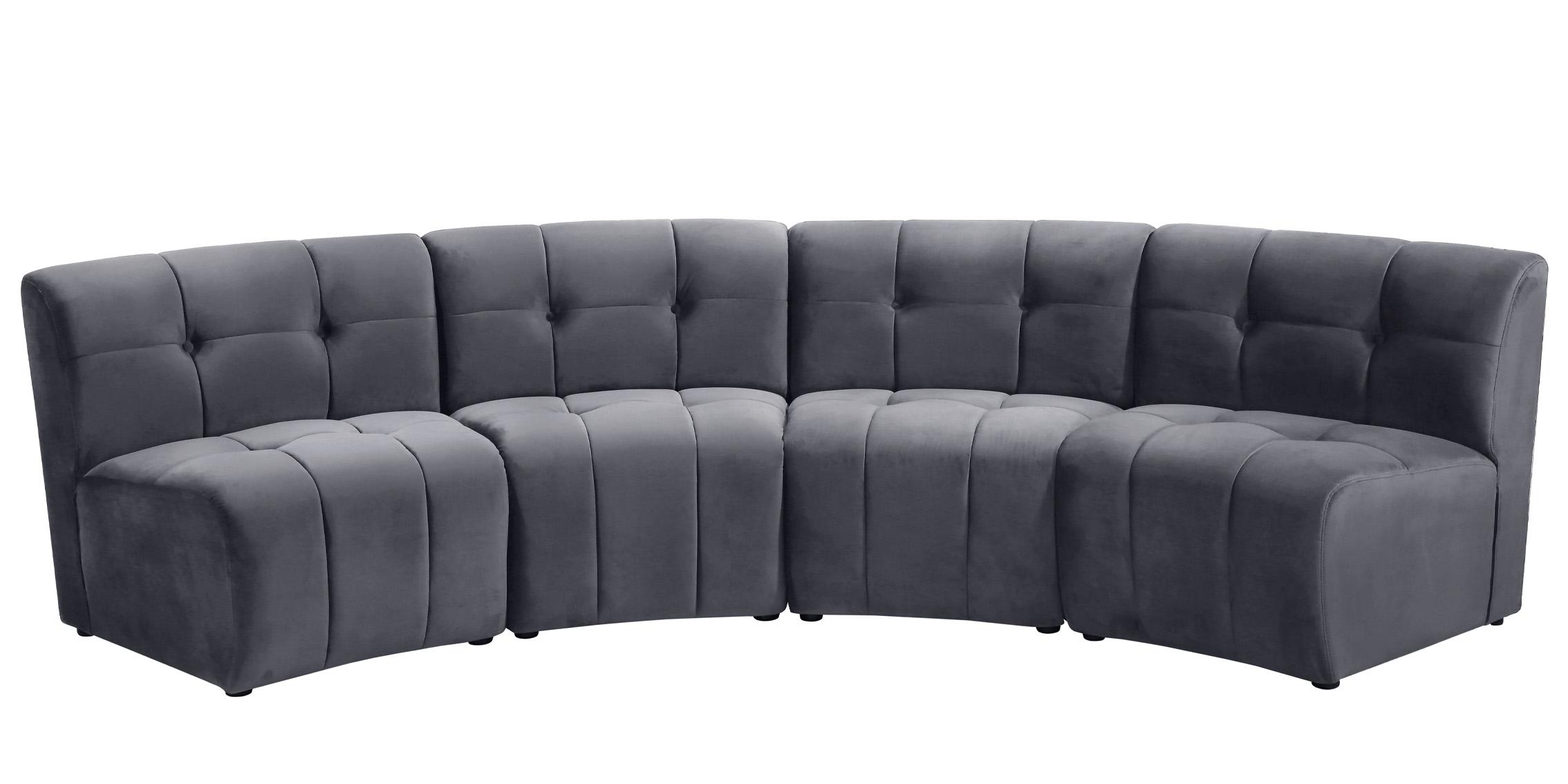 

    
GREY Velvet Modular Sectional Sofa LIMITLESS 645Grey-4PC Meridian Modern
