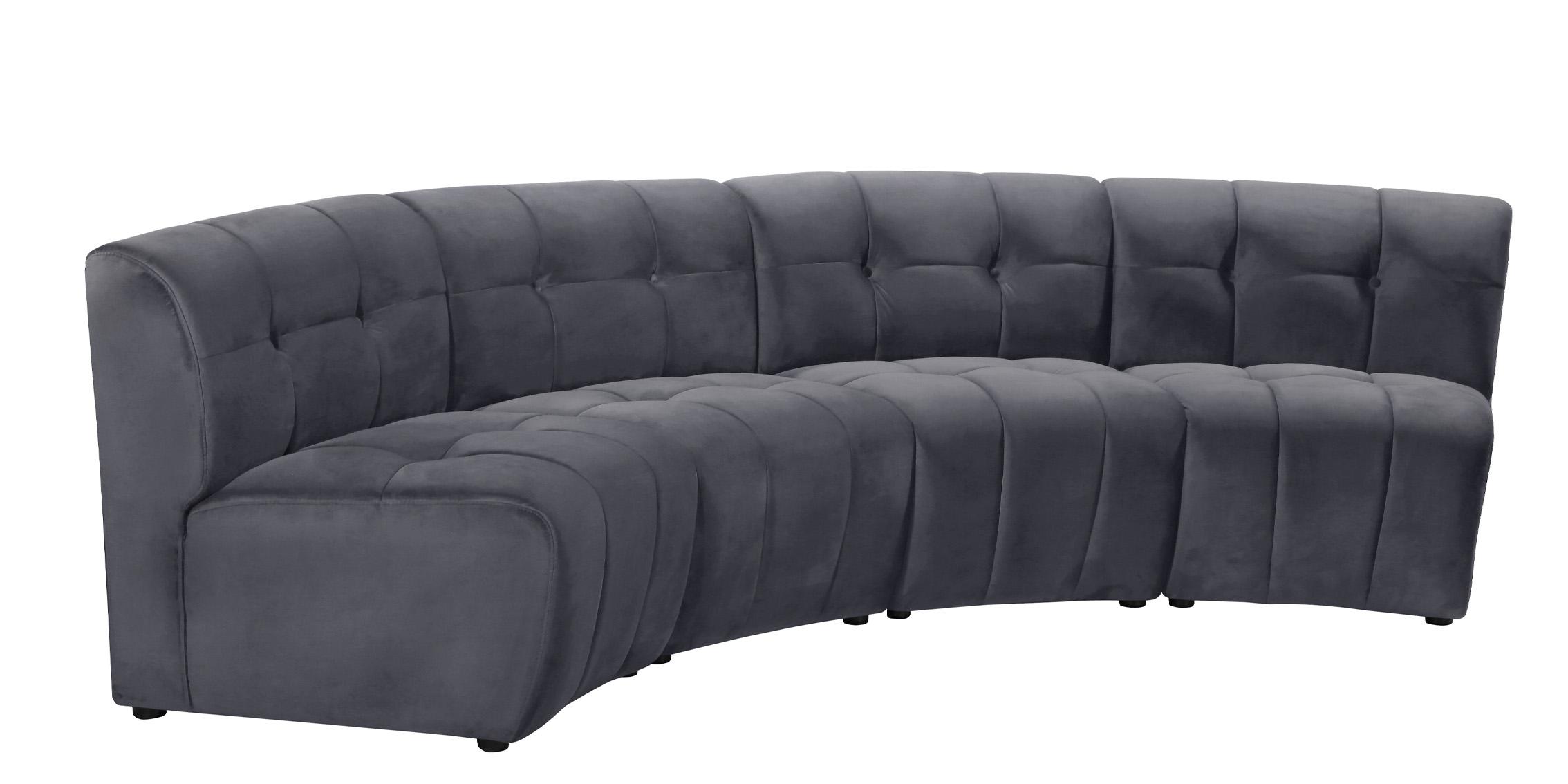 

        
Meridian Furniture LIMITLESS 645Grey-4PC Modular Sectional Sofa Gray Velvet 753359807720
