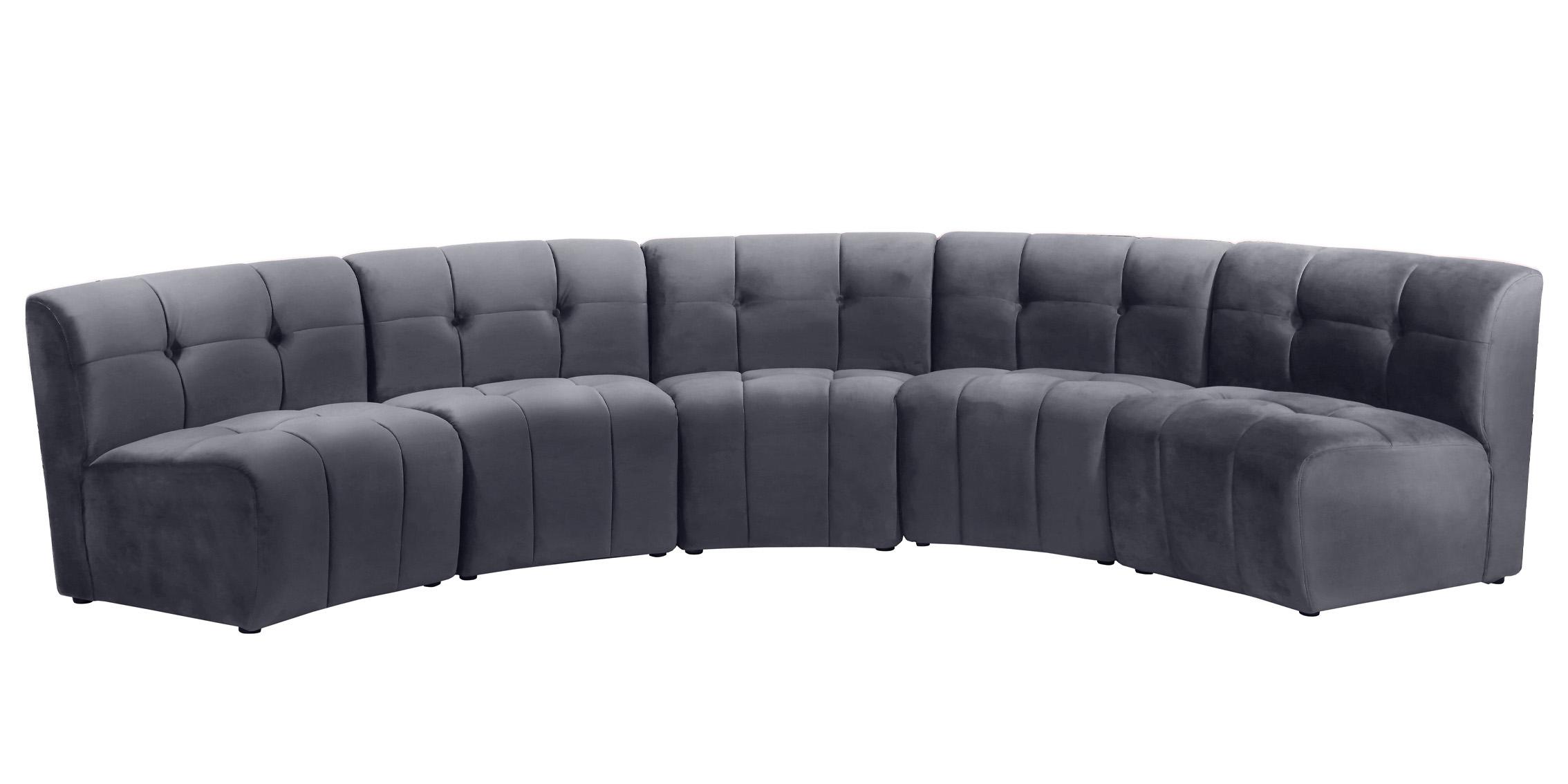 

    
GREY Velvet Modular Sectional Sofa LIMITLESS 645Grey-5PC Meridian Modern
