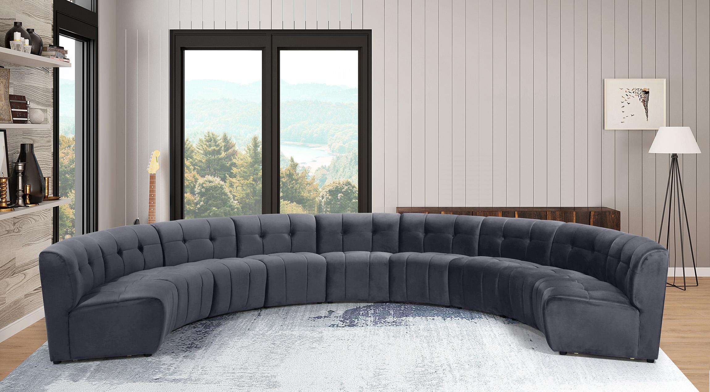 

    
GREY Velvet Modular Sectional Sofa LIMITLESS 645Grey-9PC Meridian Modern
