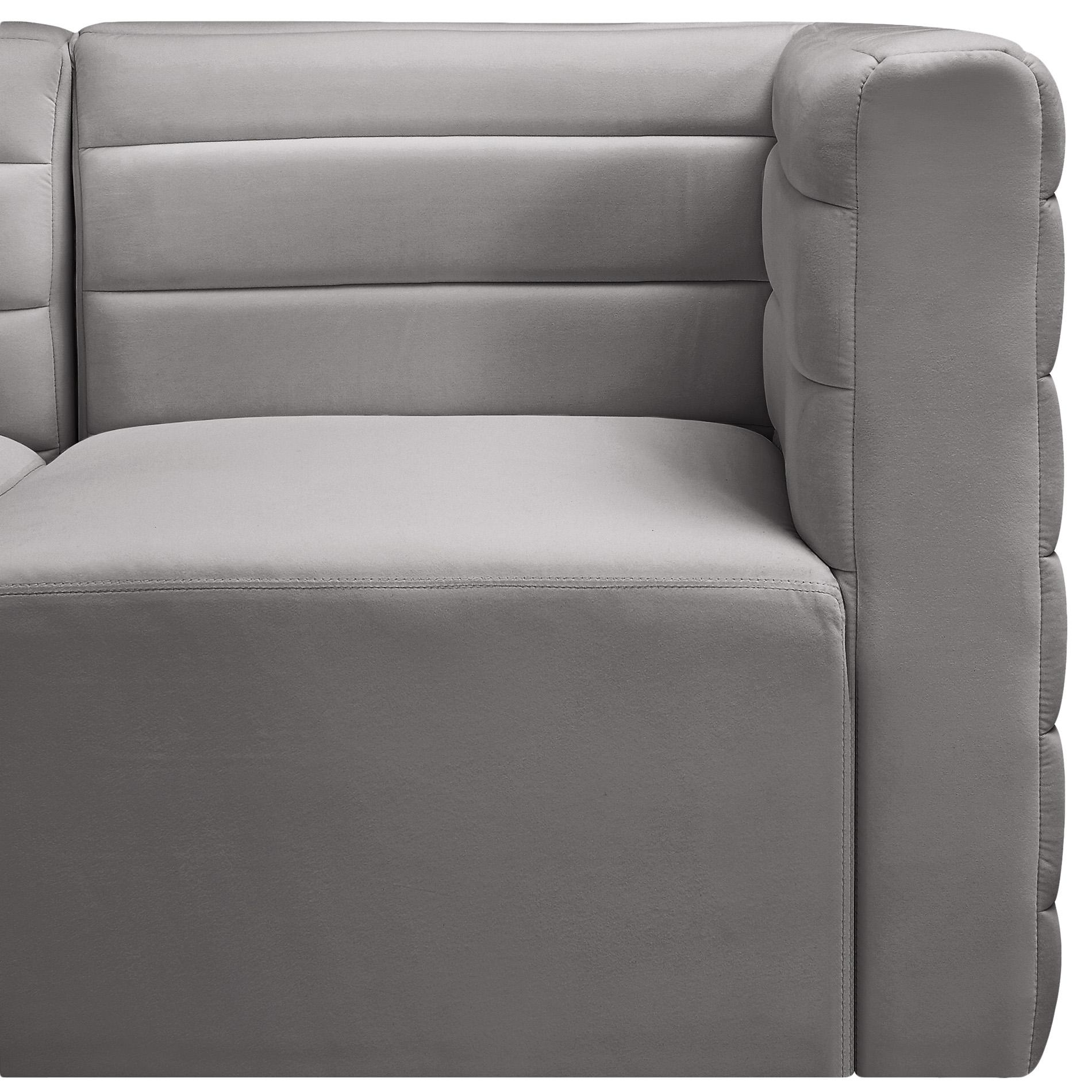 

    
 Order  Grey Velvet Modular Comfort Sofa Quincy 677Grey-S126 Meridian Contemporary
