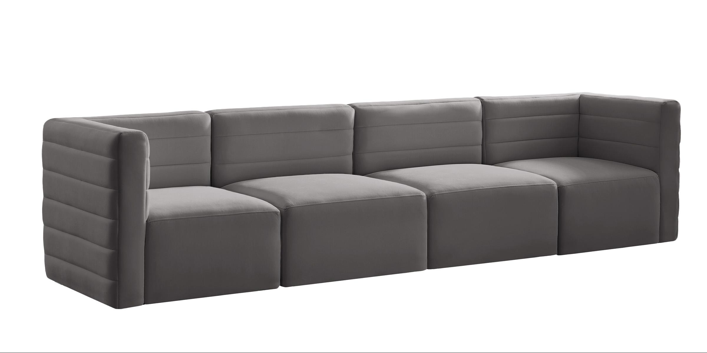 

    
Grey Velvet Modular Comfort Sofa Quincy 677Grey-S126 Meridian Contemporary
