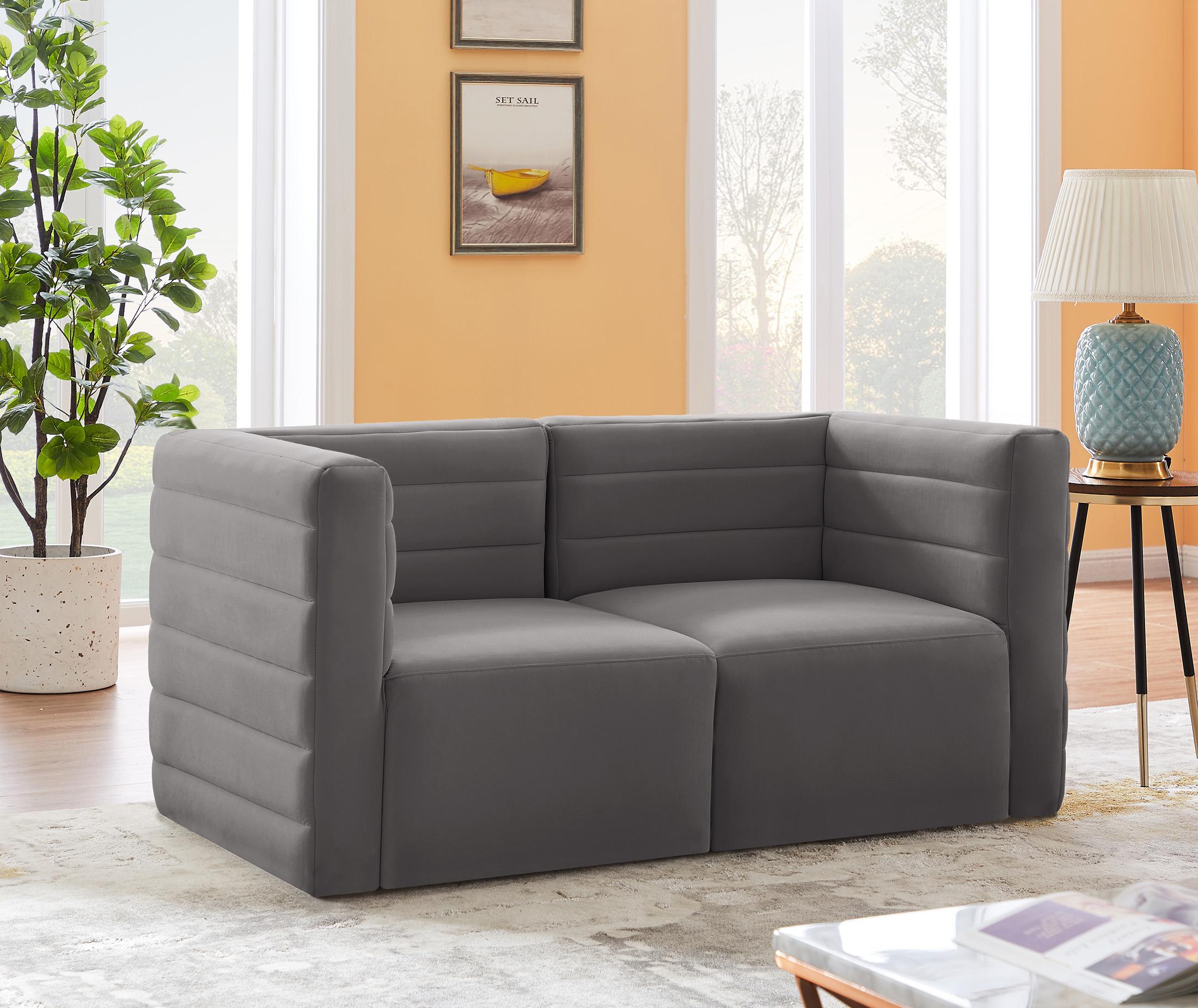 

    
Grey Velvet Modular Comfort Sofa Quincy 677Grey-S63 Meridian Contemporary
