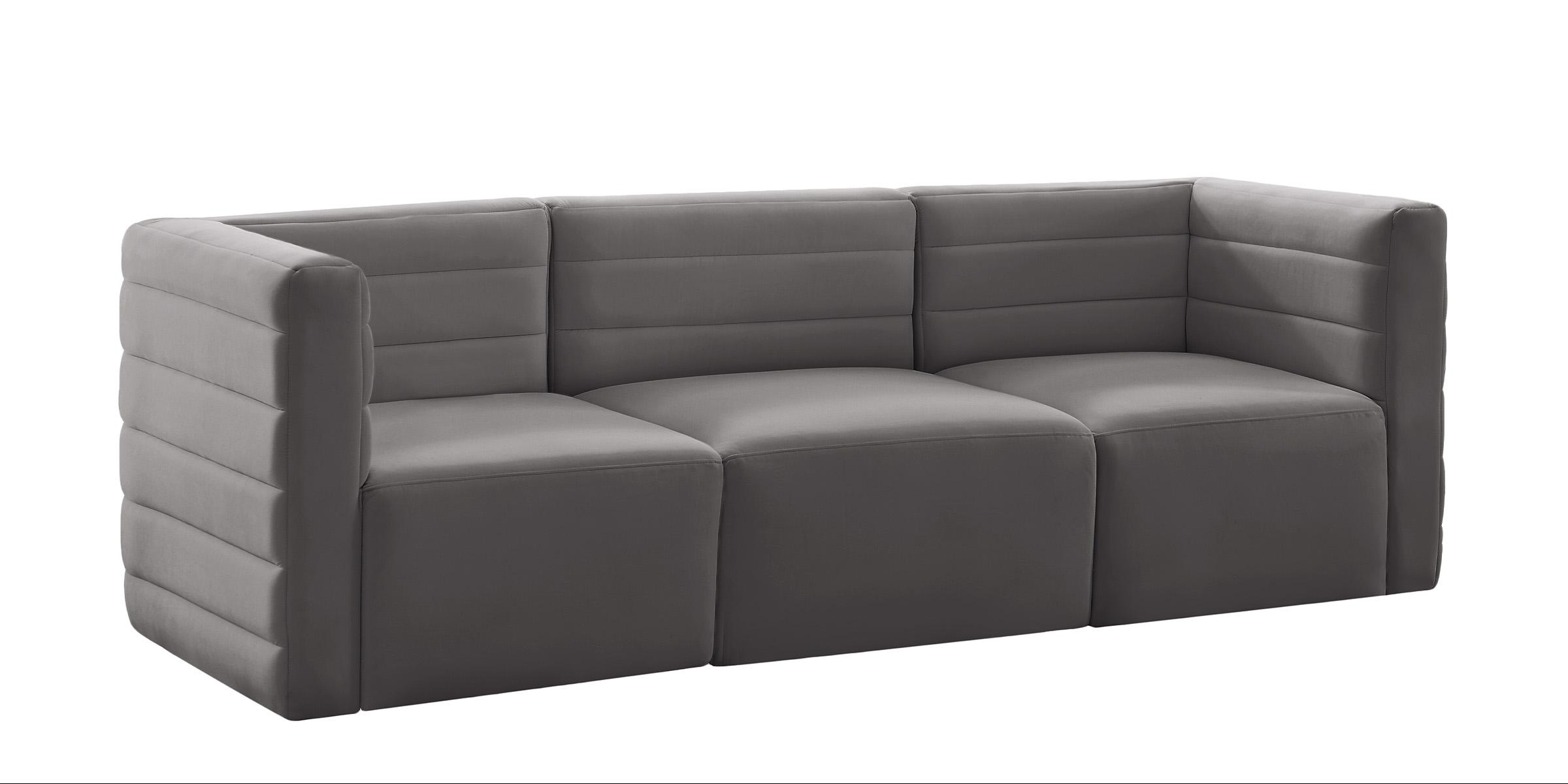 

    
Grey Velvet Modular Comfort Sofa Quincy 677Grey-S95 Meridian Contemporary

