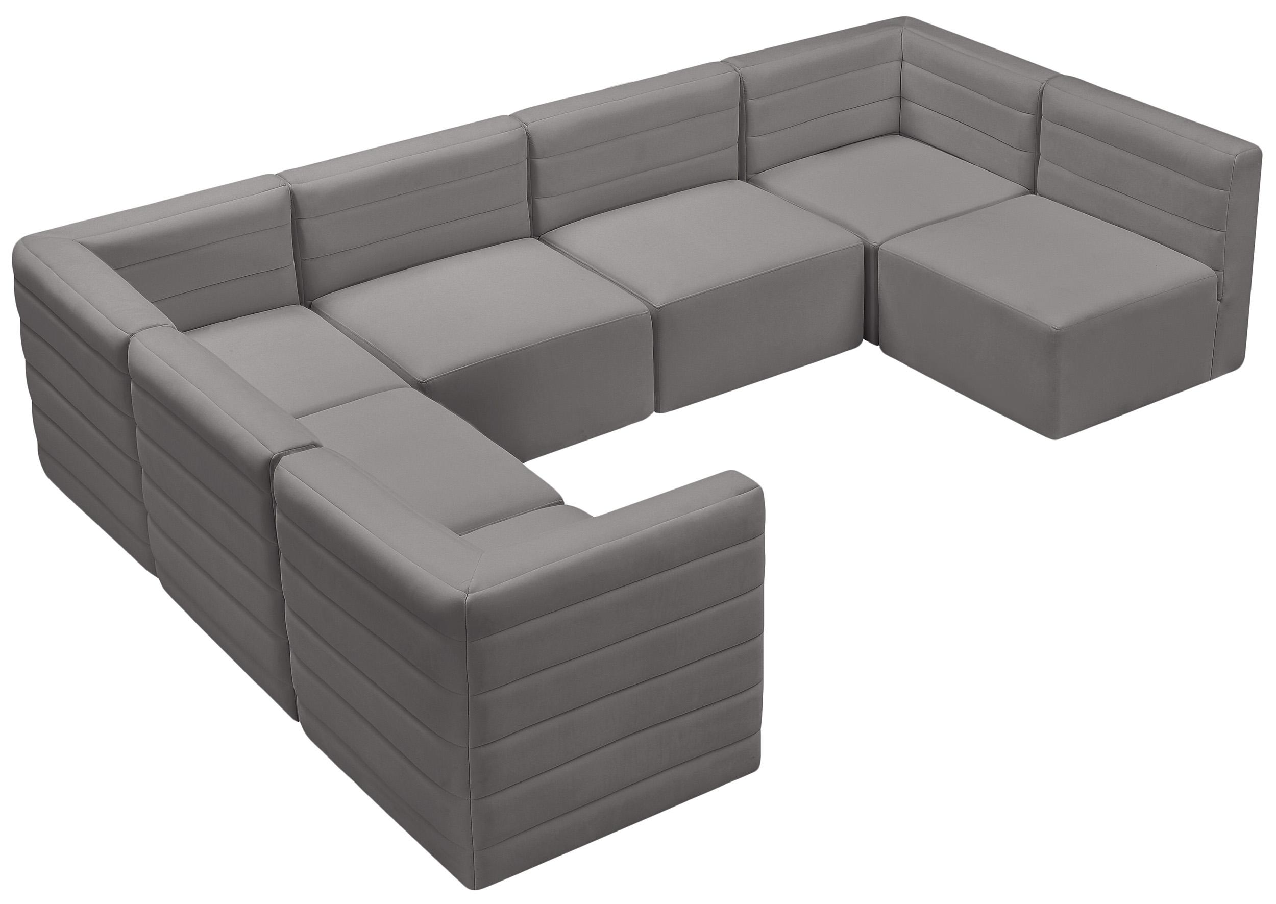 

    
Grey Velvet Modular Comfort Sectional Quincy 677Grey-Sec7A Meridian Modern
