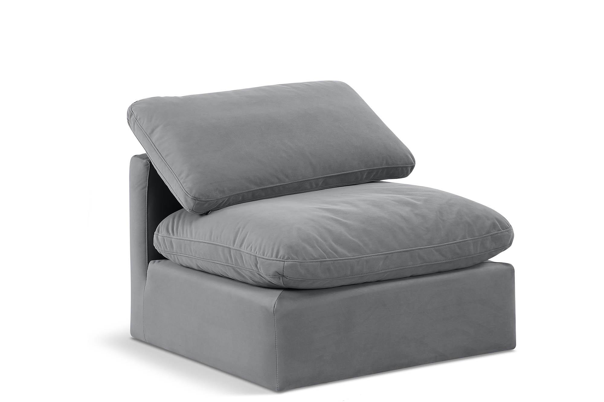 Contemporary, Modern Armless Chair INDULGE 147Grey-Armless 147Grey-Armless in Gray Velvet