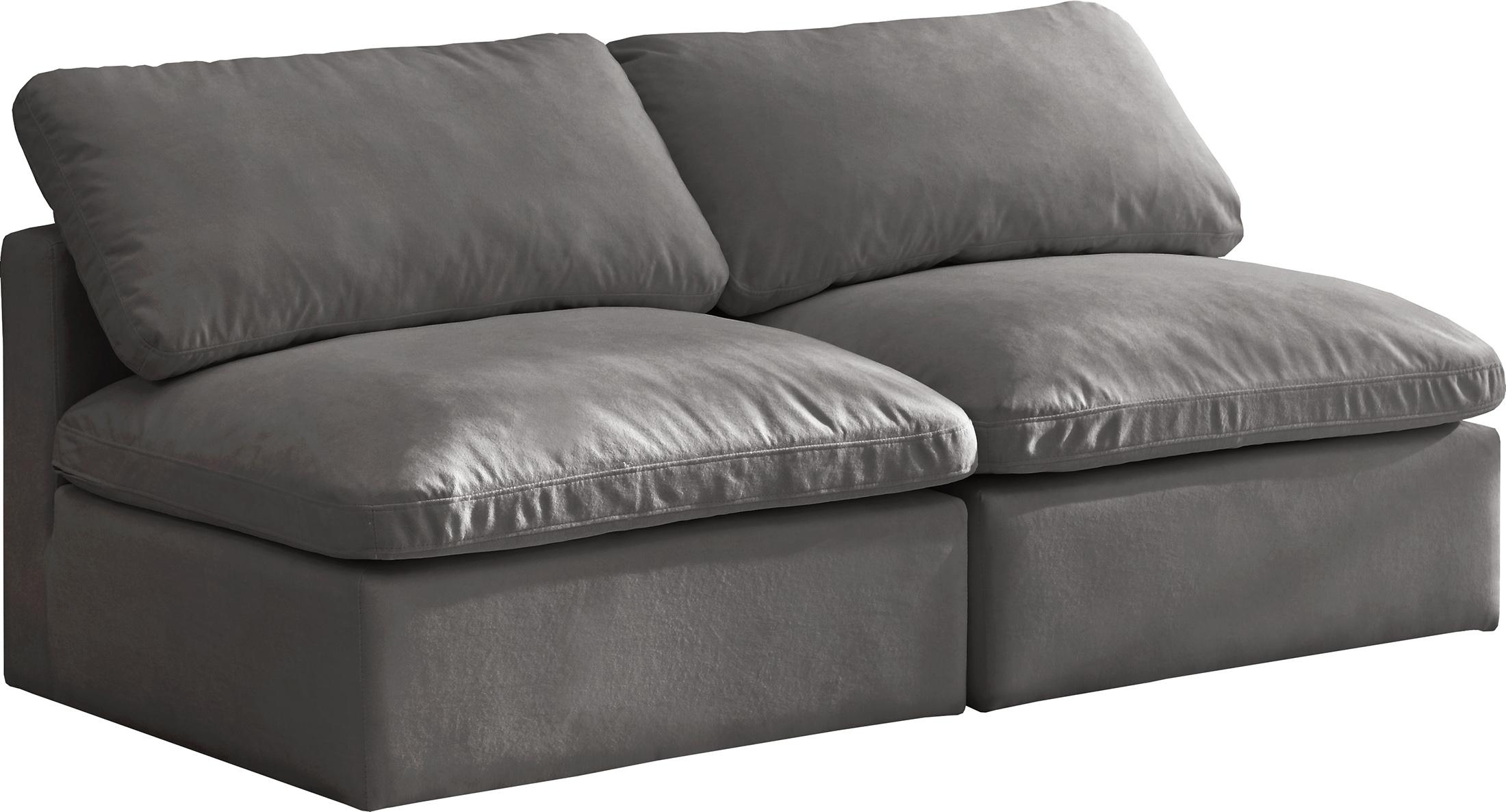 

    
Grey Velvet Comfort Modular Armless Sofa Plush 602Grey-S2 Meridian Modern
