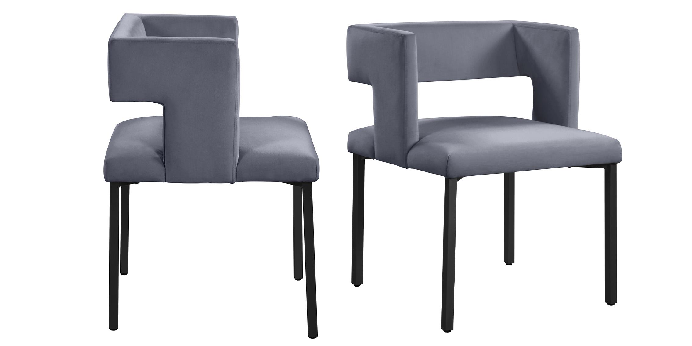 Contemporary, Modern Dining Chair Set CALEB 968Grey-C 968Grey-C in Gray, Black Velvet