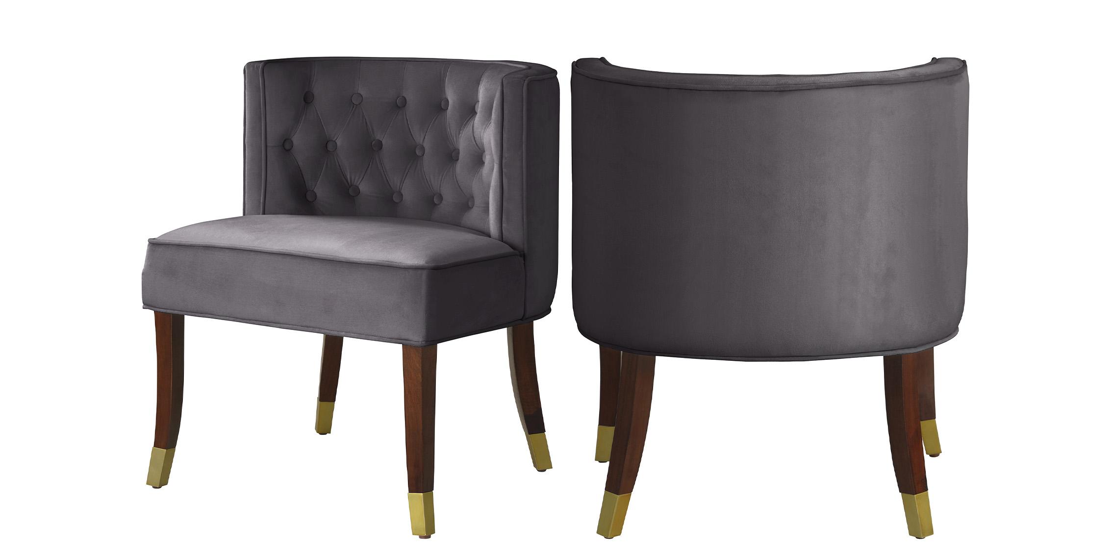

    
Grey Velvet Button Tufted Chair Set 2Pcs PERRY 933Grey-C Meridian Classic
