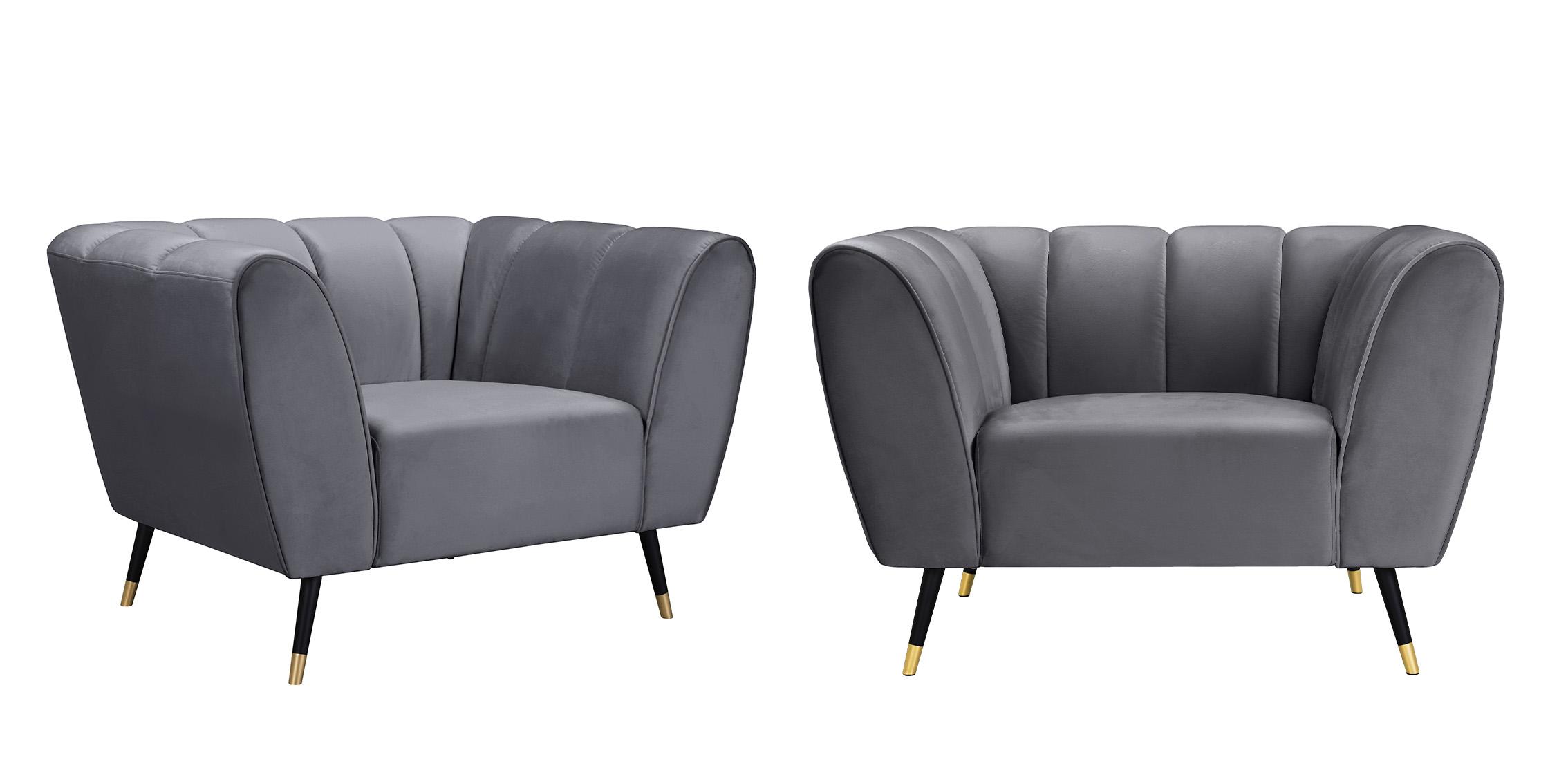 

    
Grey Velvet Channel Tufted Arm Chair Set 2Pcs BEAUMONT 626Grey-C Meridian Modern
