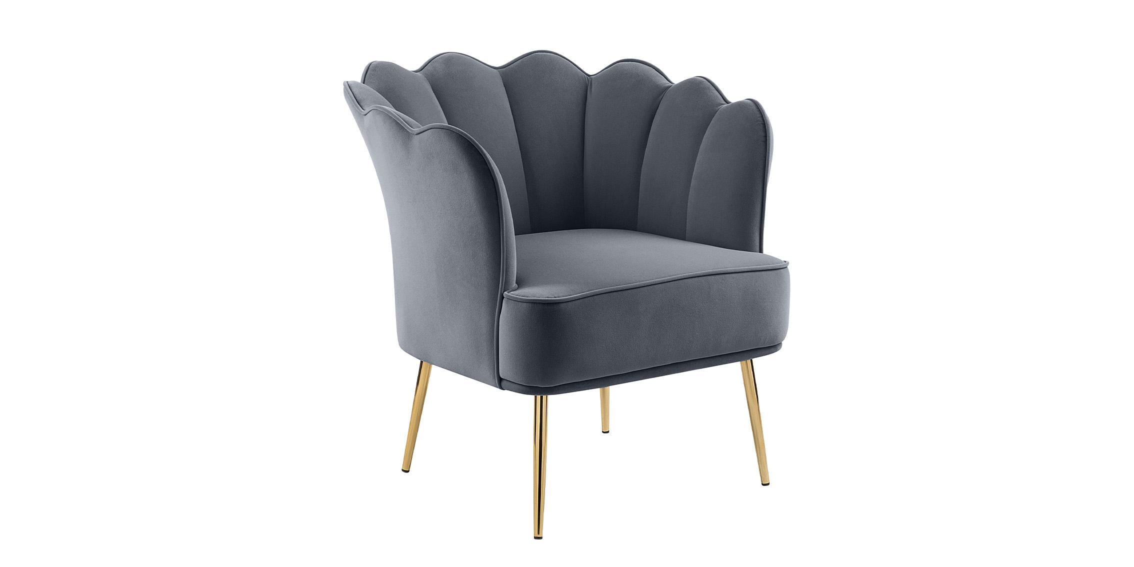 Contemporary, Modern Accent Chair JESTER 516Grey 516Grey in Gray, Gold Velvet