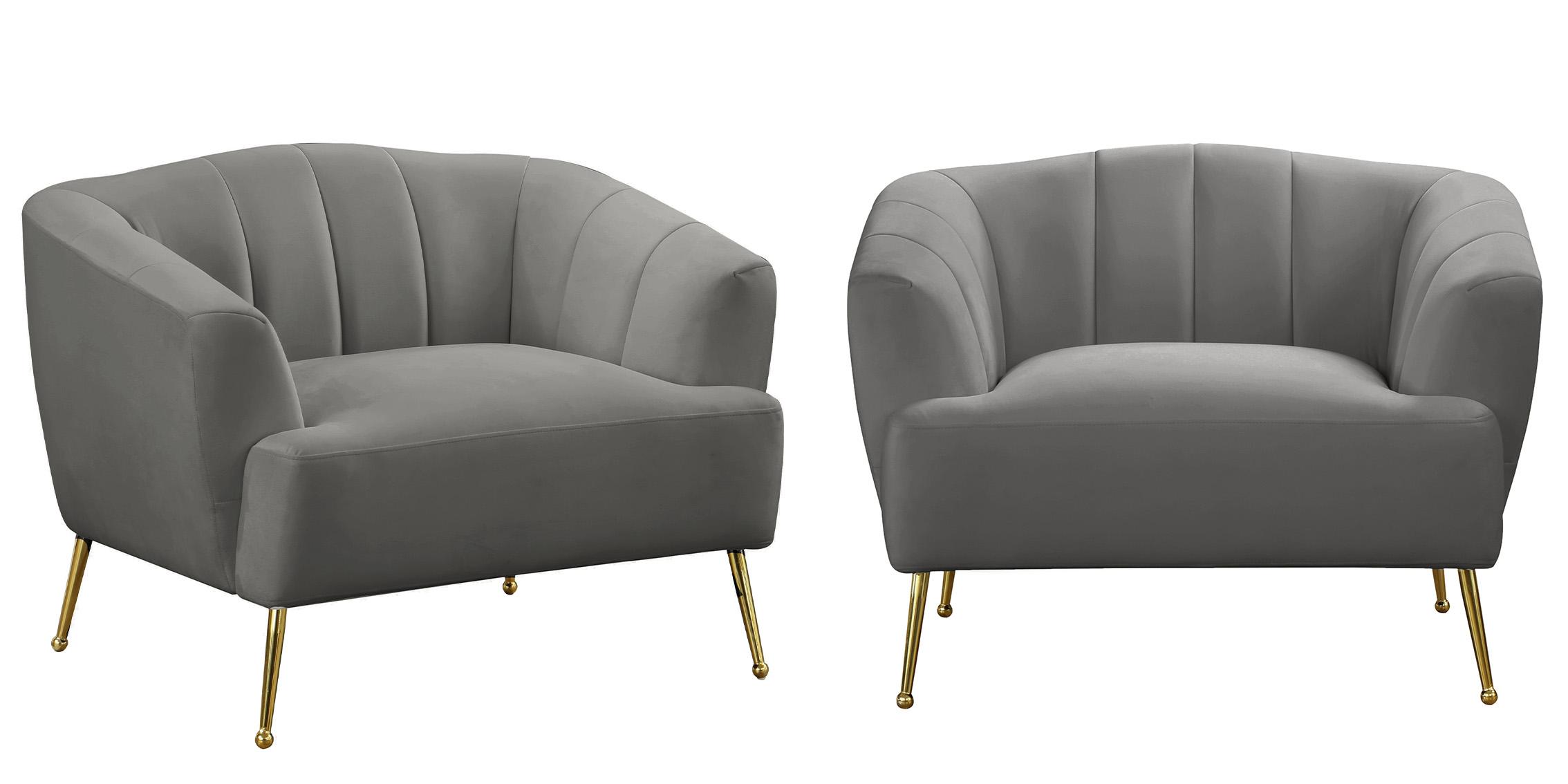 

    
Grey Velvet Channel Tufted Chair Set 2P TORI 657Grey-C Meridian Contemporary
