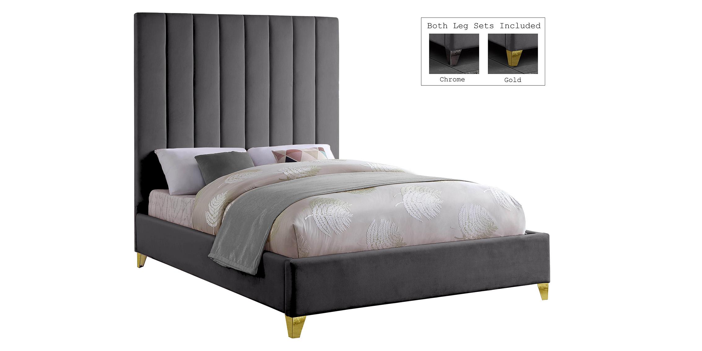 

    
Grey Velvet Channel Tufted Full Bed VIA Meridian Contemporary Modern

