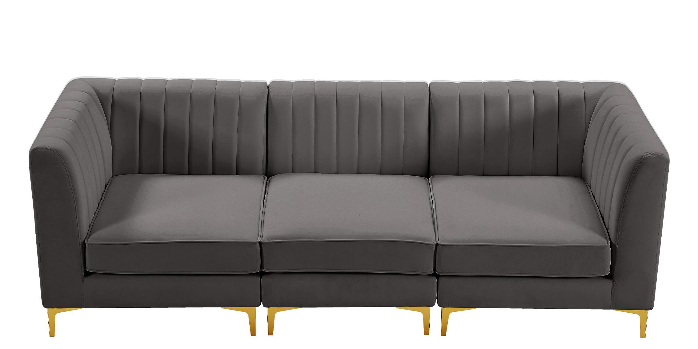 

        
Meridian Furniture ALINA 604Grey-S93 Modular Sectional Sofa Gray Velvet 94308258805
