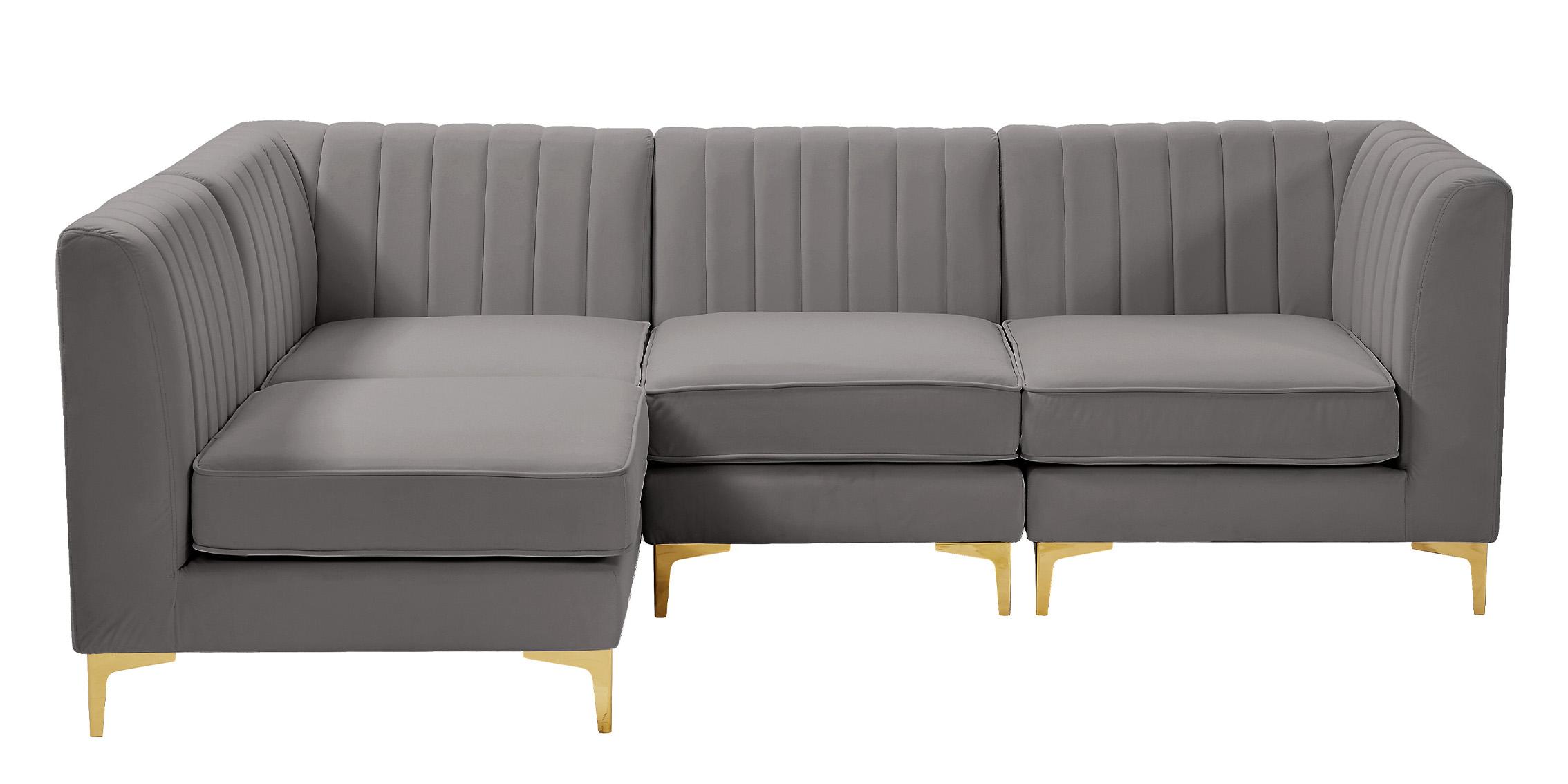 

        
Meridian Furniture ALINA 604Grey-Sec4A Modular Sectional Sofa Gray Velvet 94308258829
