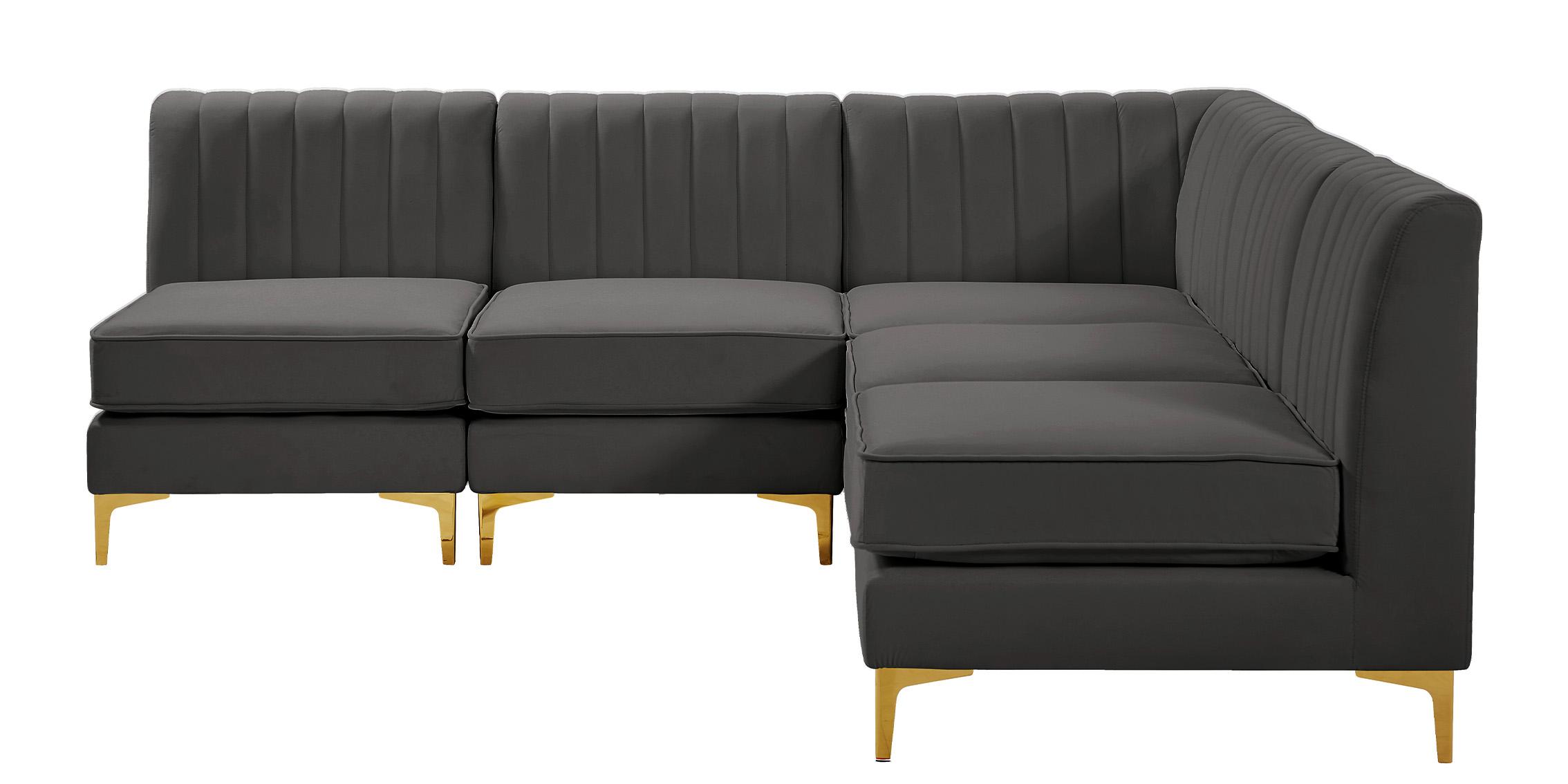 

        
Meridian Furniture ALINA 604Grey-Sec5A Modular Sectional Sofa Gray Velvet 94308258836
