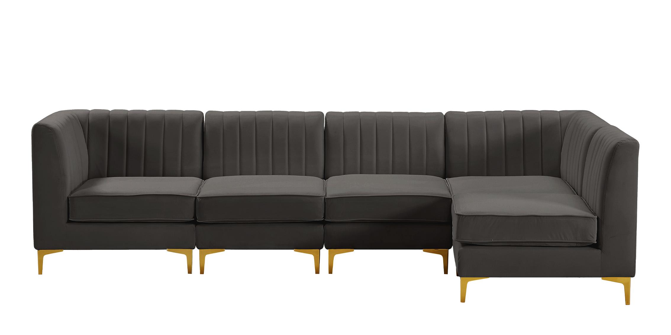 

        
Meridian Furniture ALINA 604Grey-Sec5B Modular Sectional Sofa Gray Velvet 94308258843
