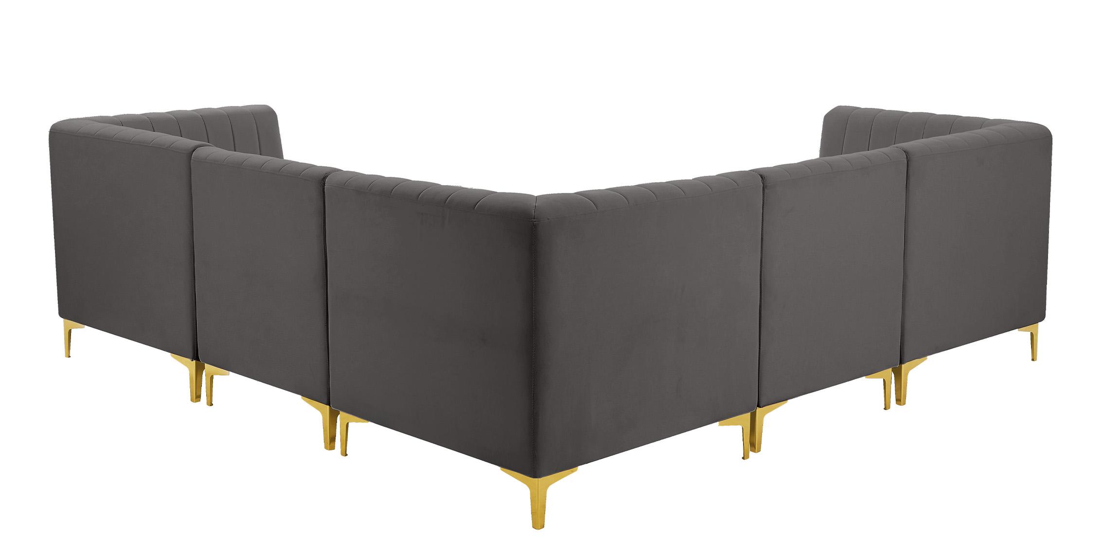 

        
Meridian Furniture ALINA 604Grey-Sec5C Modular Sectional Sofa Gray Velvet 94308258850

