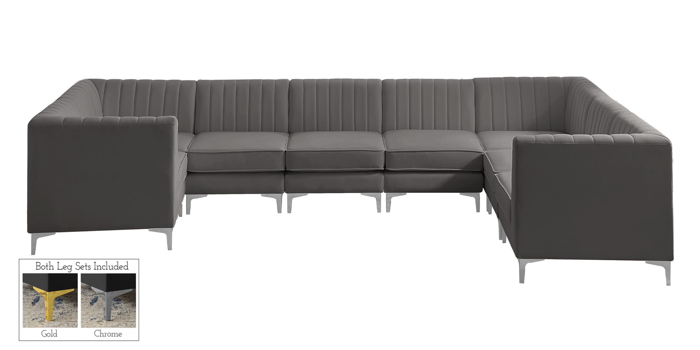 

        
Meridian Furniture ALINA 604Grey-Sec8C Modular Sectional Sofa Gray Velvet 94308258911
