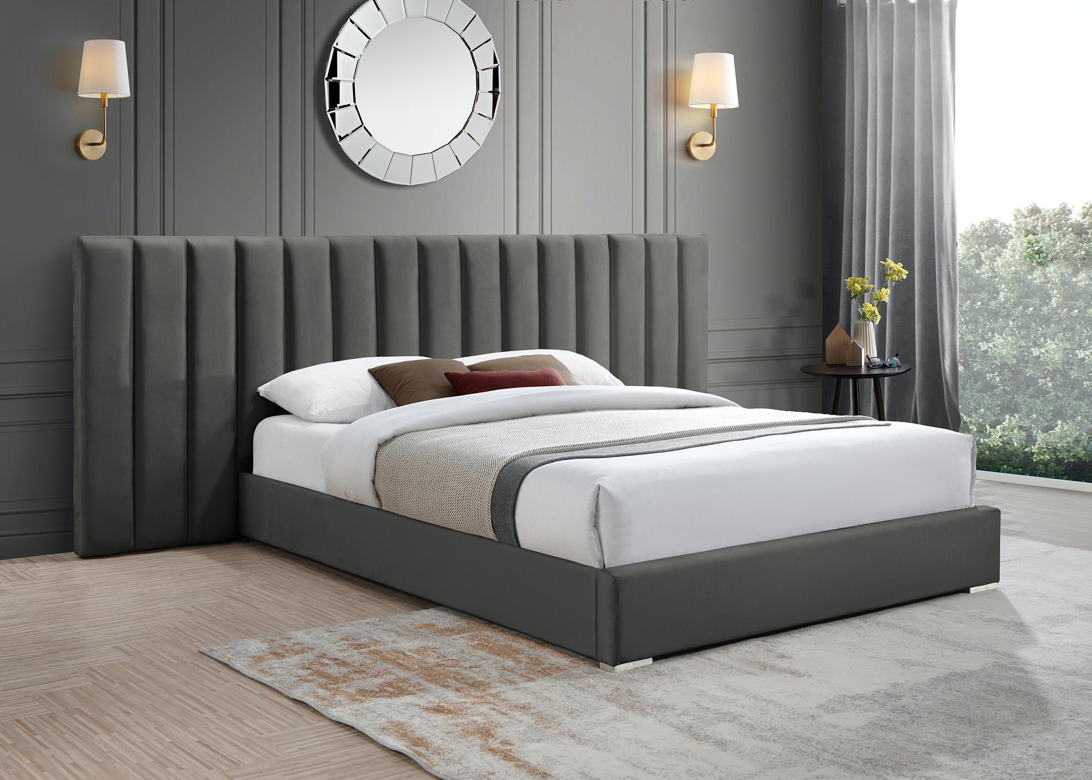 

    
Grey Velvet Channel Tufted Queen Bed PABLO PabloGrey-Q Meridian Contemporary
