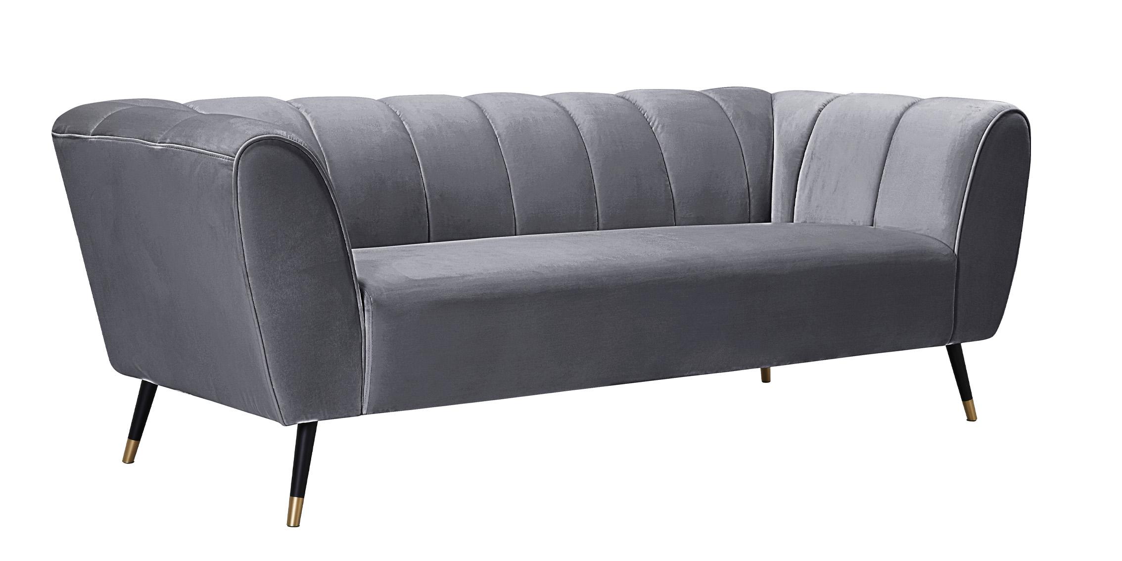 

    
Grey Velvet Channel Tufted Sofa BEAUMONT 626Grey-S Meridian Contemporary Modern
