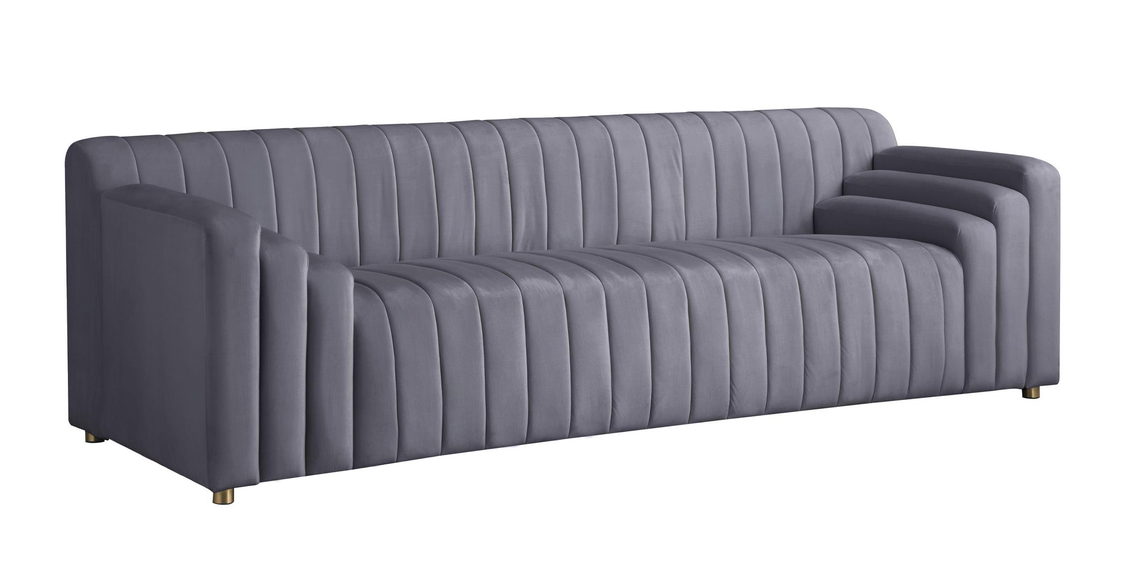 

    
Grey Velvet Channel Tufted Sofa NAYA 637Grey-S Meridian Contemporary Modern
