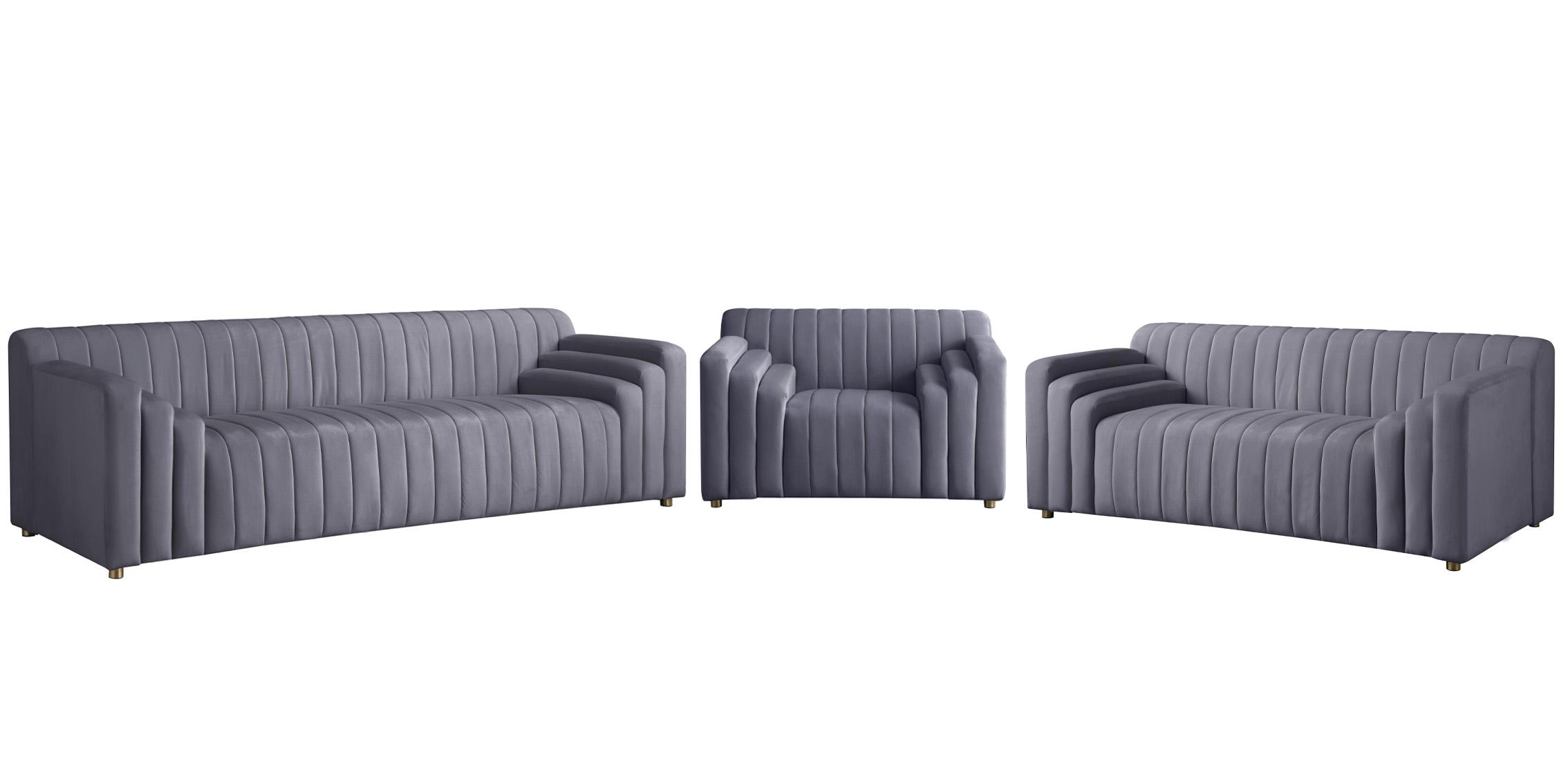 

    
 Photo  Grey Velvet Channel Tufted Sofa Set 2Pcs NAYA 637Grey-S Meridian Contemporary
