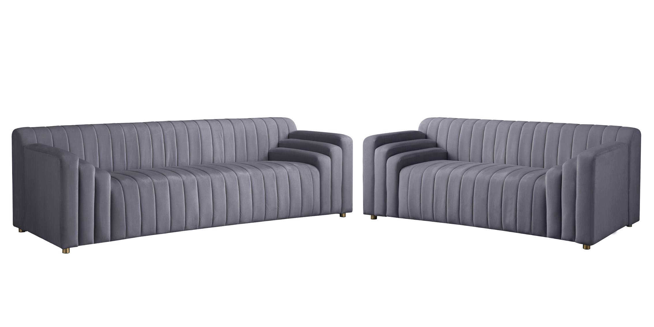 Contemporary, Modern Sofa Set NAYA 637Grey-S-Set-2 637Grey-S-Set-2 in Gray Velvet