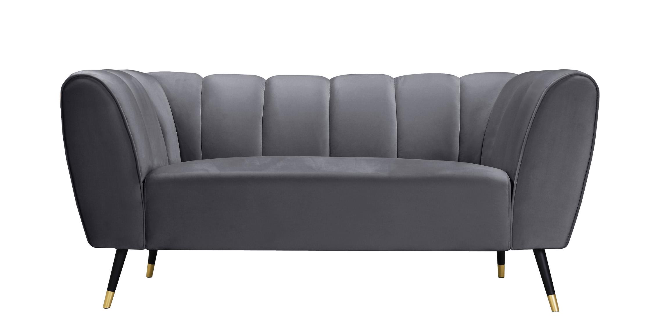 

    
626Grey-S-Set-3 Grey Velvet Channel Tufted Sofa Set 3Pcs BEAUMONT 626Grey Meridian Contemporary

