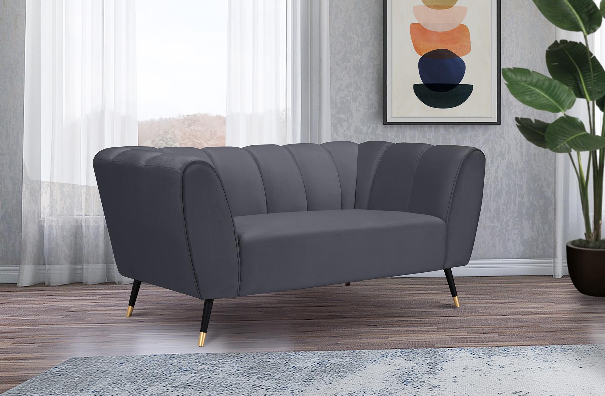 

    
 Shop  Grey Velvet Channel Tufted Sofa Set 3Pcs BEAUMONT 626Grey Meridian Contemporary
