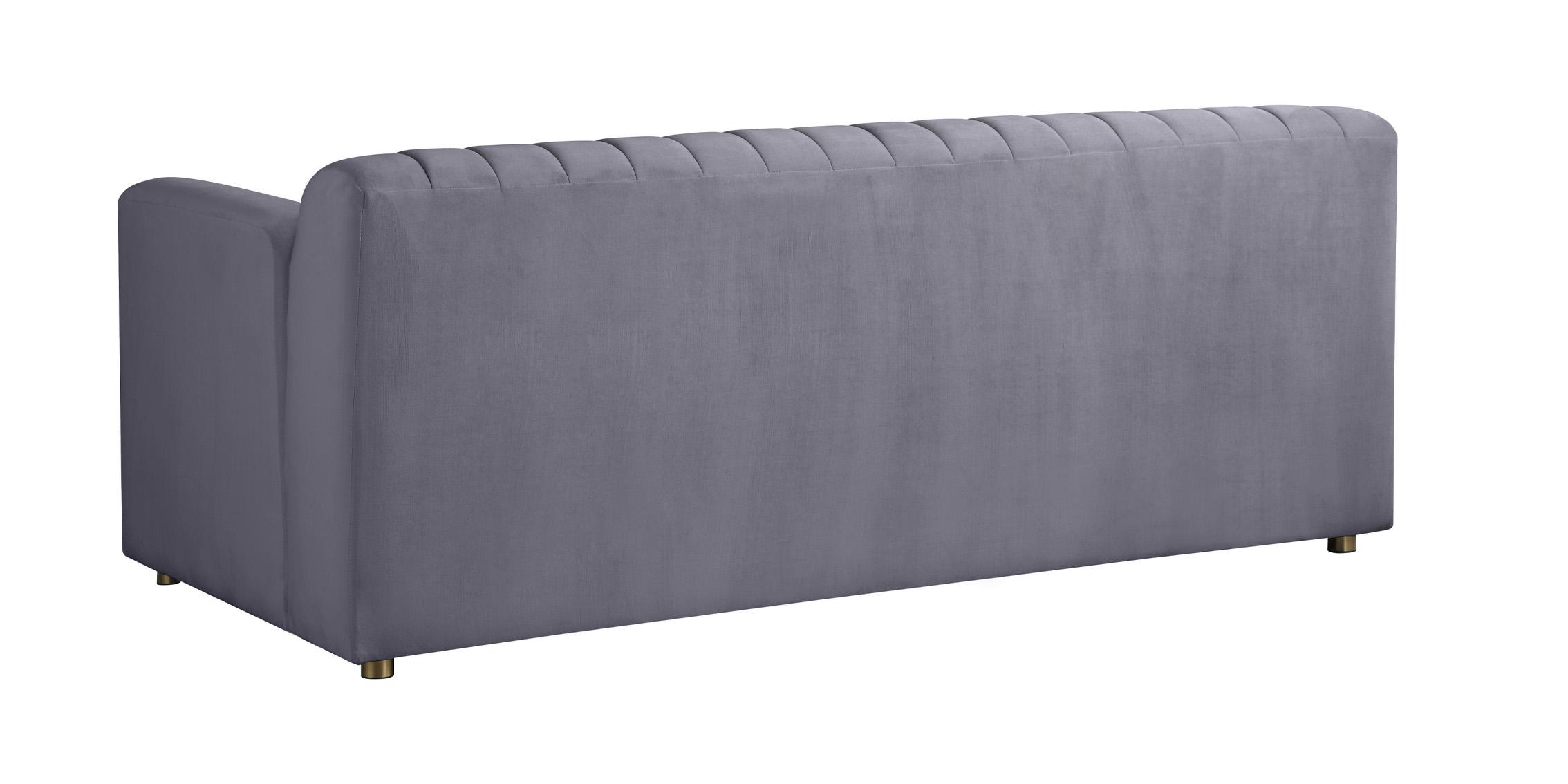 

    
 Shop  Grey Velvet Channel Tufted Sofa Set 3Pcs NAYA 637Grey-S Meridian Contemporary
