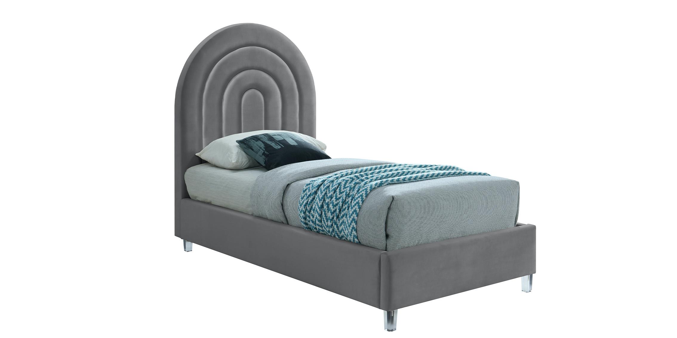 Contemporary, Modern Platform Bed RAINBOW RainbowGrey-T RainbowGrey-T in Gray Fabric