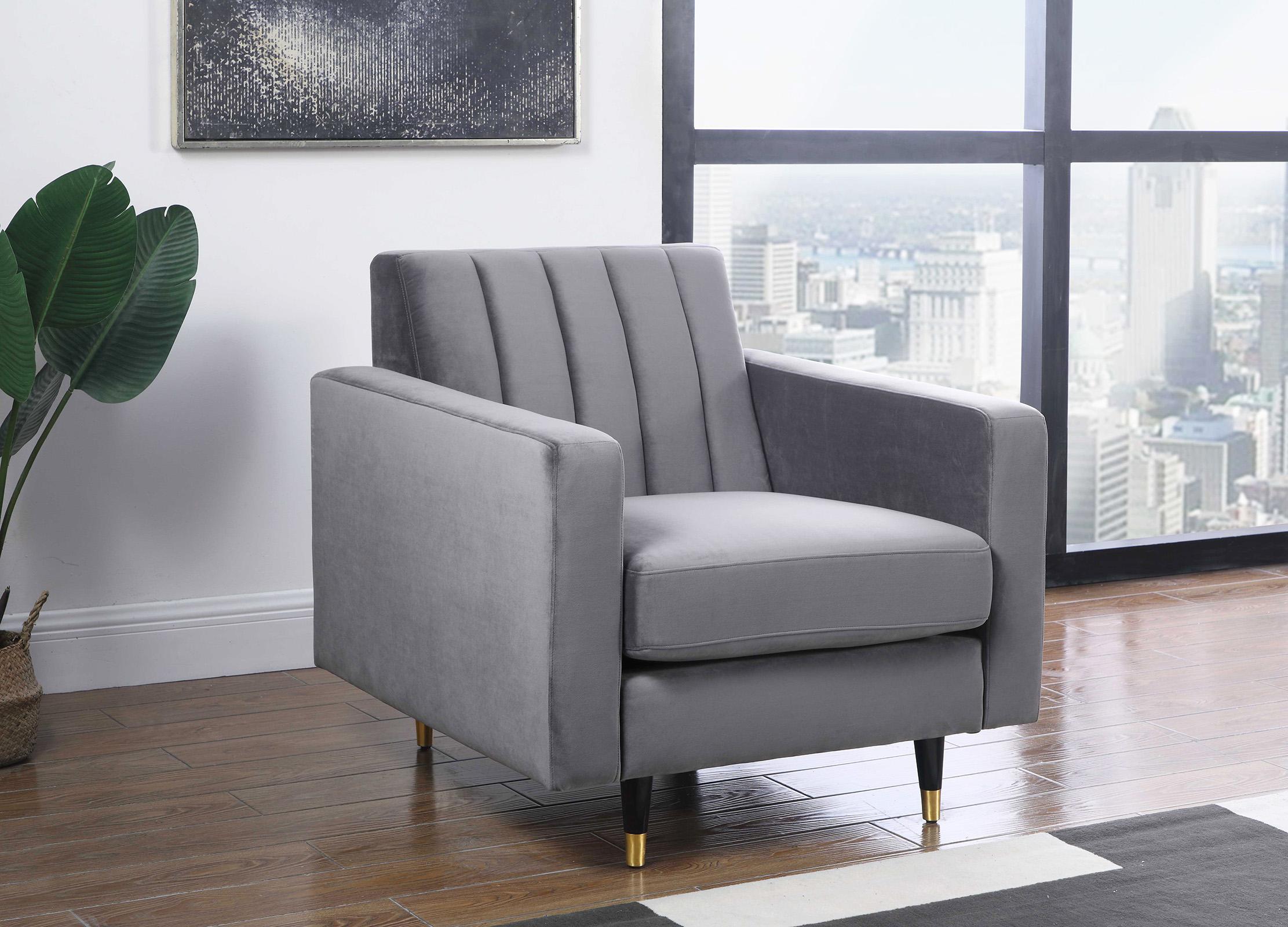 

    
Grey Velvet Channel Tufting Chair Set LOLA 619Grey-C Meridian Classic Modern
