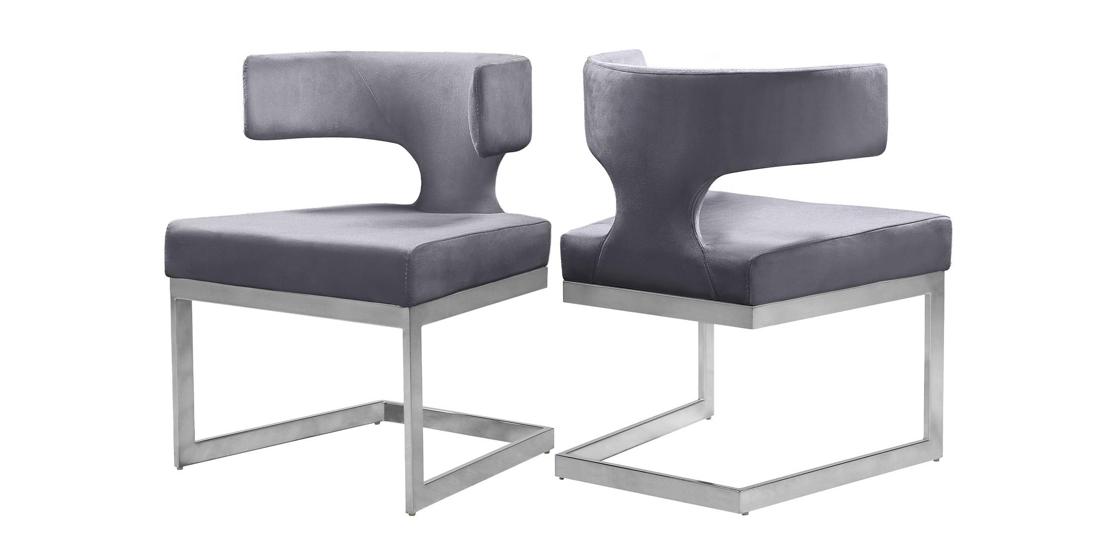 

    
Grey Velvet & Chrome Dining Chair Set 2P ALEXANDRA 954Grey-C Meridian Modern
