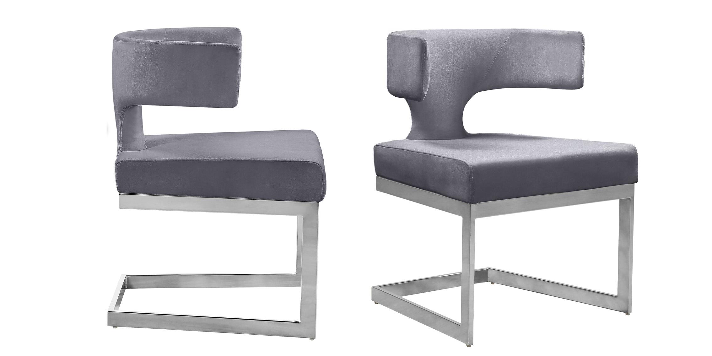 

    
Grey Velvet & Chrome Dining Chair Set 2P ALEXANDRA 954Grey-C Meridian Modern
