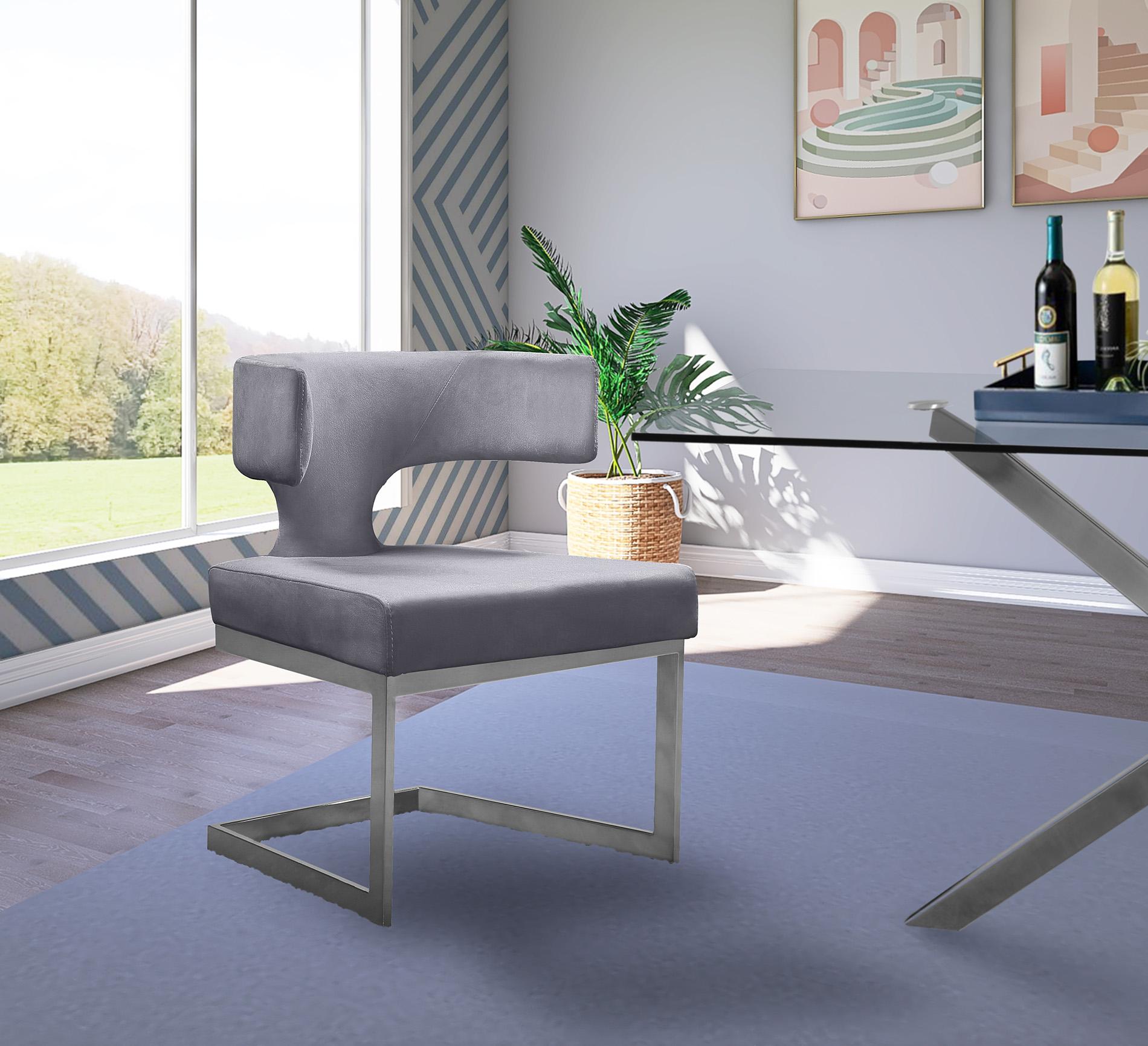 

        
Meridian Furniture ALEXANDRA 954Grey-C Dining Chair Set Chrome/Gray Velvet 753359807140
