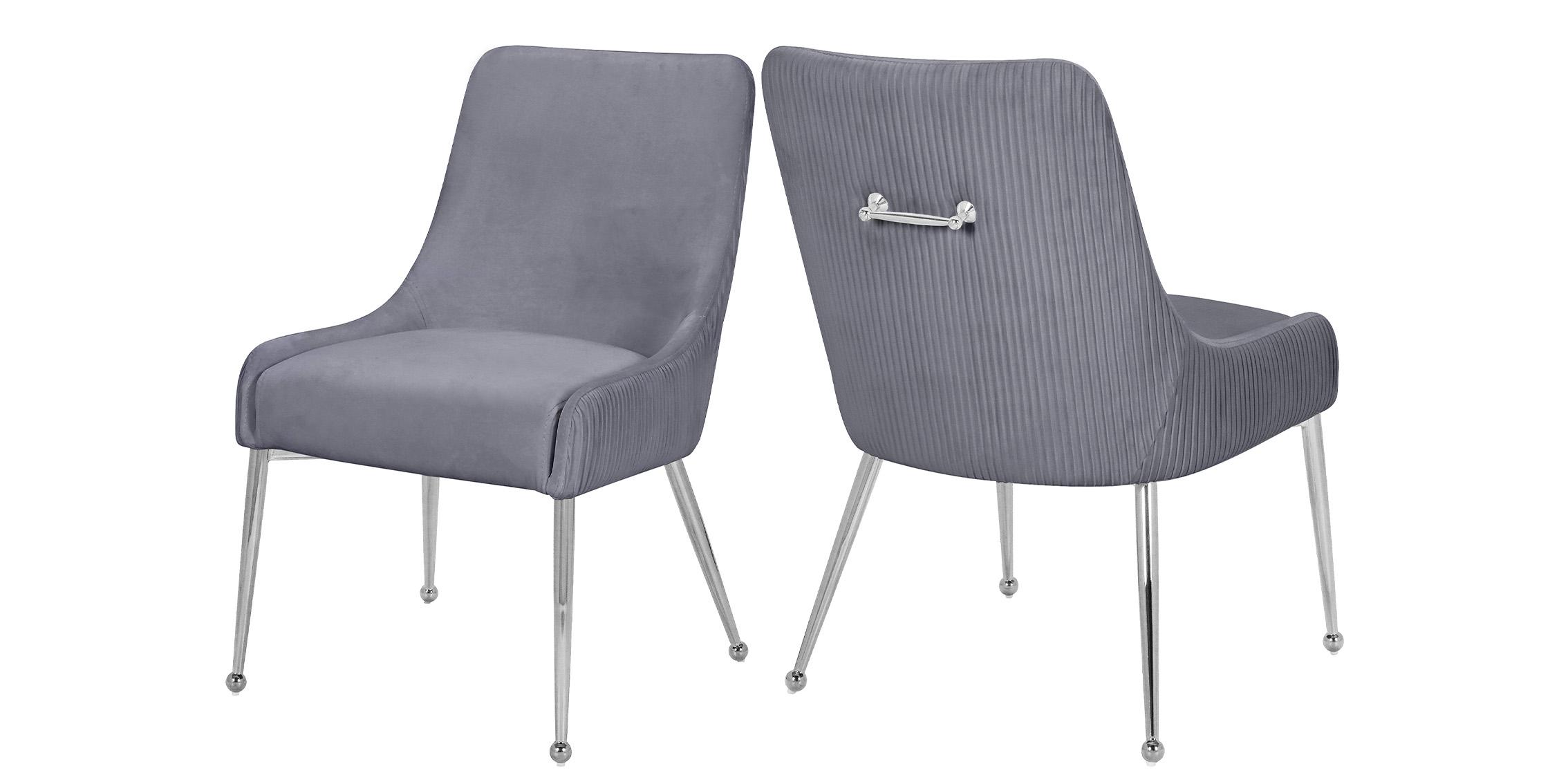

    
Grey Velvet & Chrome Dining Chair Set 2Pcs ACE 856Grey Meridian Contemporary
