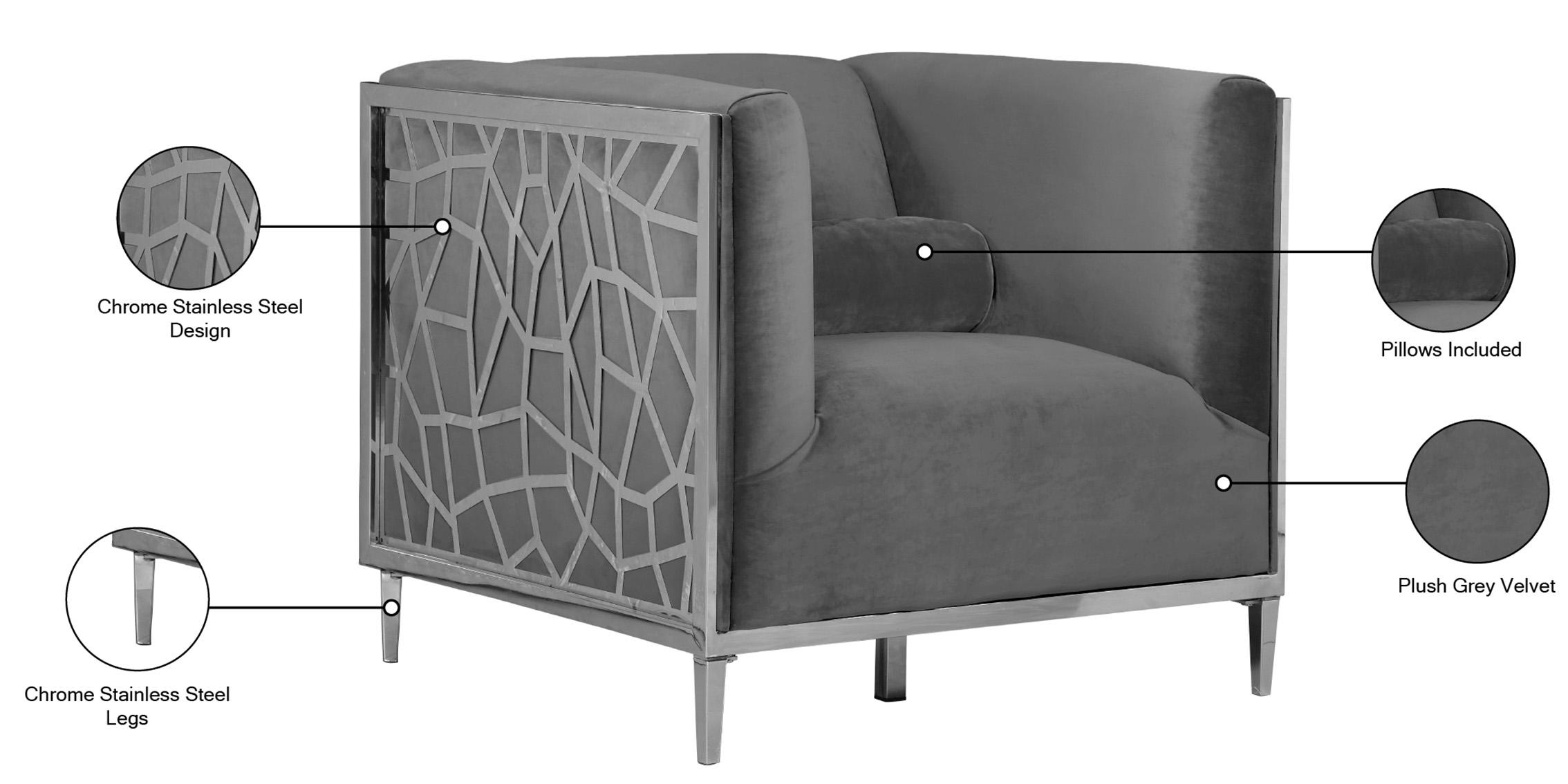 

                    
Meridian Furniture Opal 672Grey-C Arm Chair Gray Velvet Purchase 
