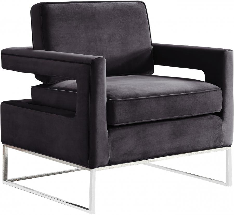 Contemporary, Modern Accent Chair 510Grey 510Grey in Chrome, Gray Velvet